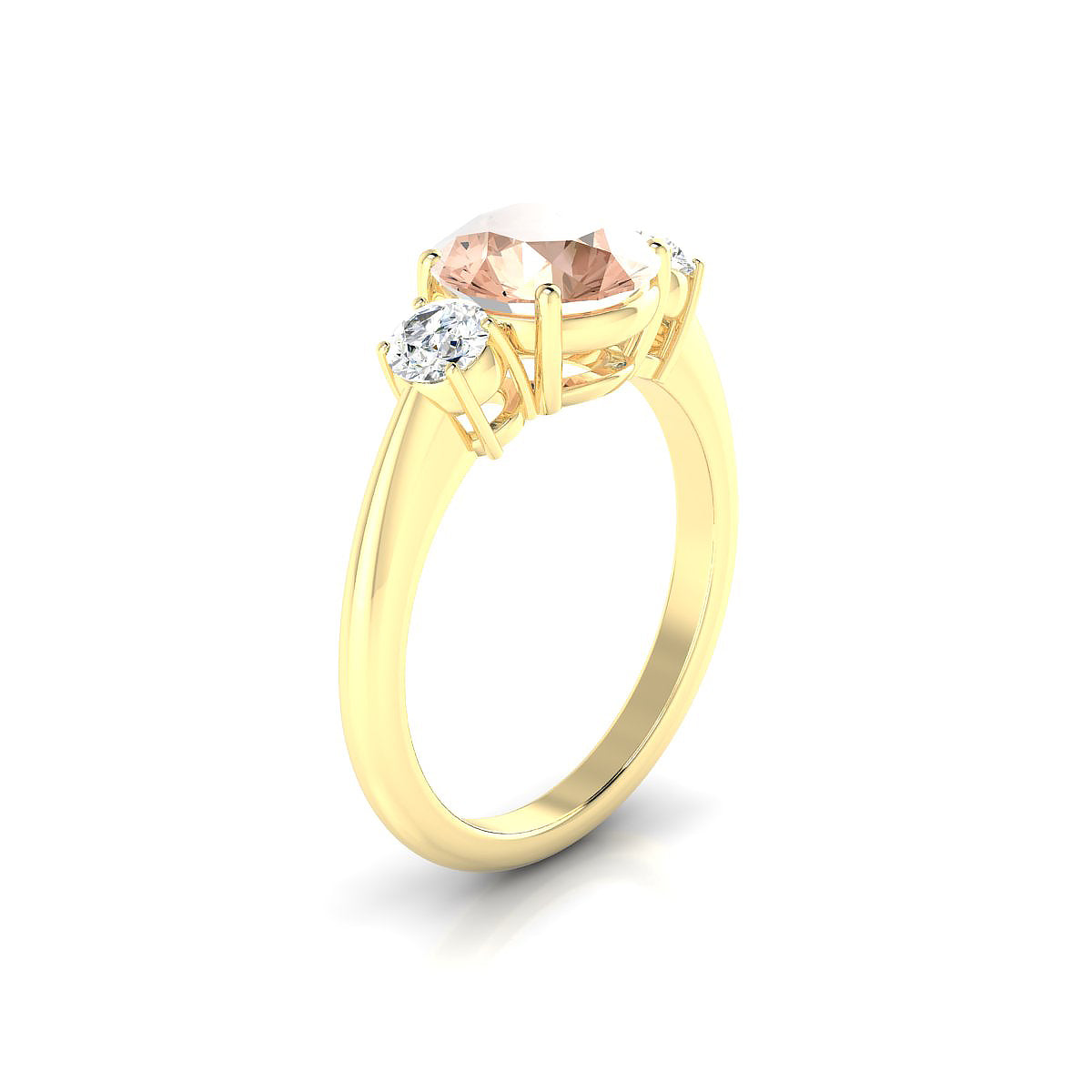Trio | 18k Yellow Gold 8 mm Round Morganite Ring