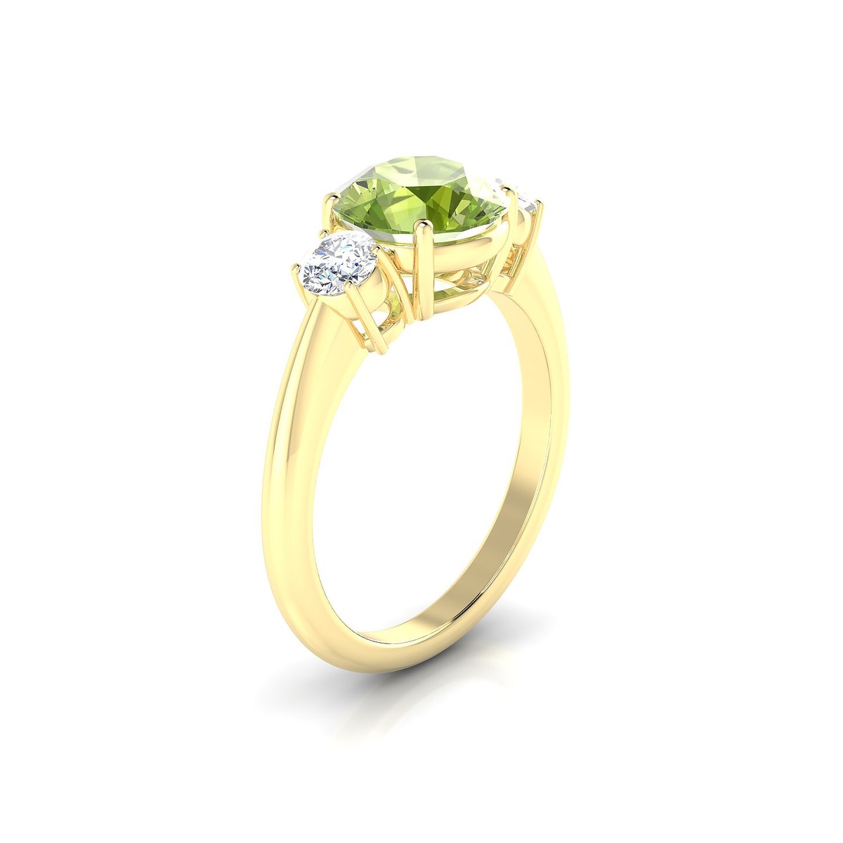 Trio | 18k Yellow Gold 8 mm Round Peridot Ring
