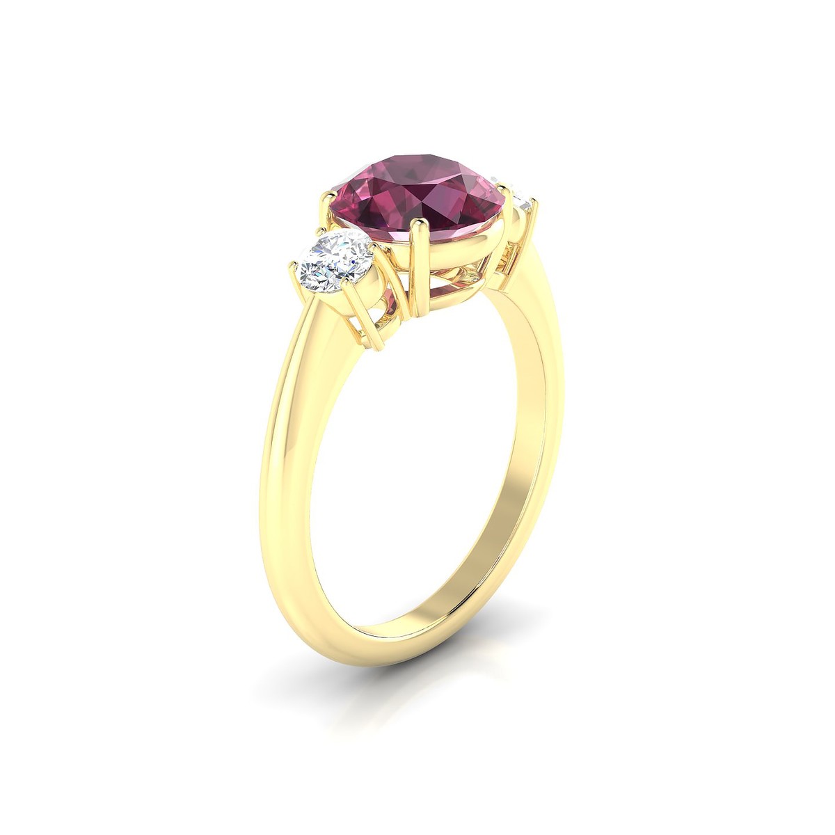 Trio | 18k Yellow Gold 8 mm Round Rhodolite Ring