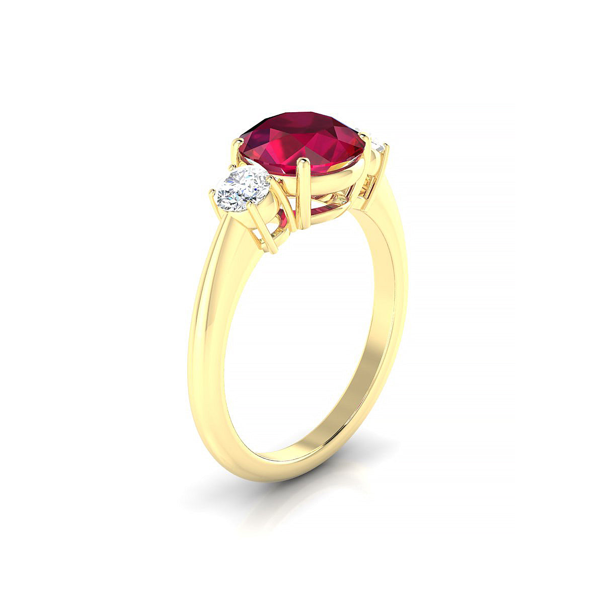 Trio | 18k Yellow Gold 8 mm Round Ruby Ring