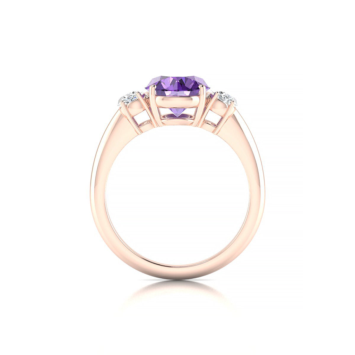 Trio | 18k Rose Gold 8 mm Round Amethyst Ring