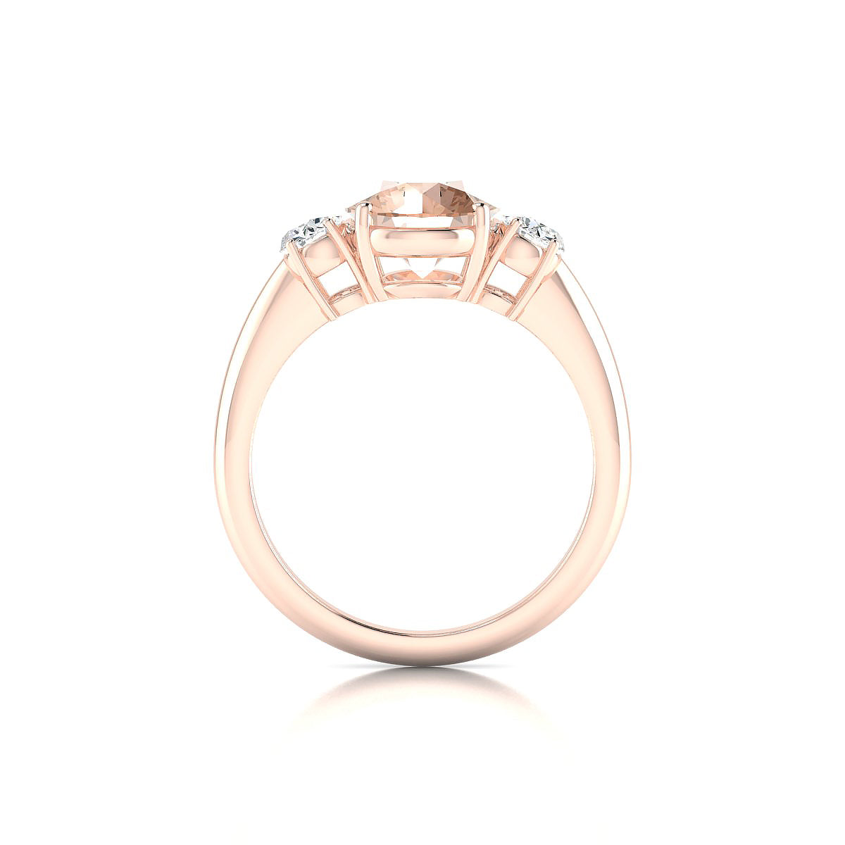 Trio | 18k Rose Gold 8 mm Round Morganite Ring