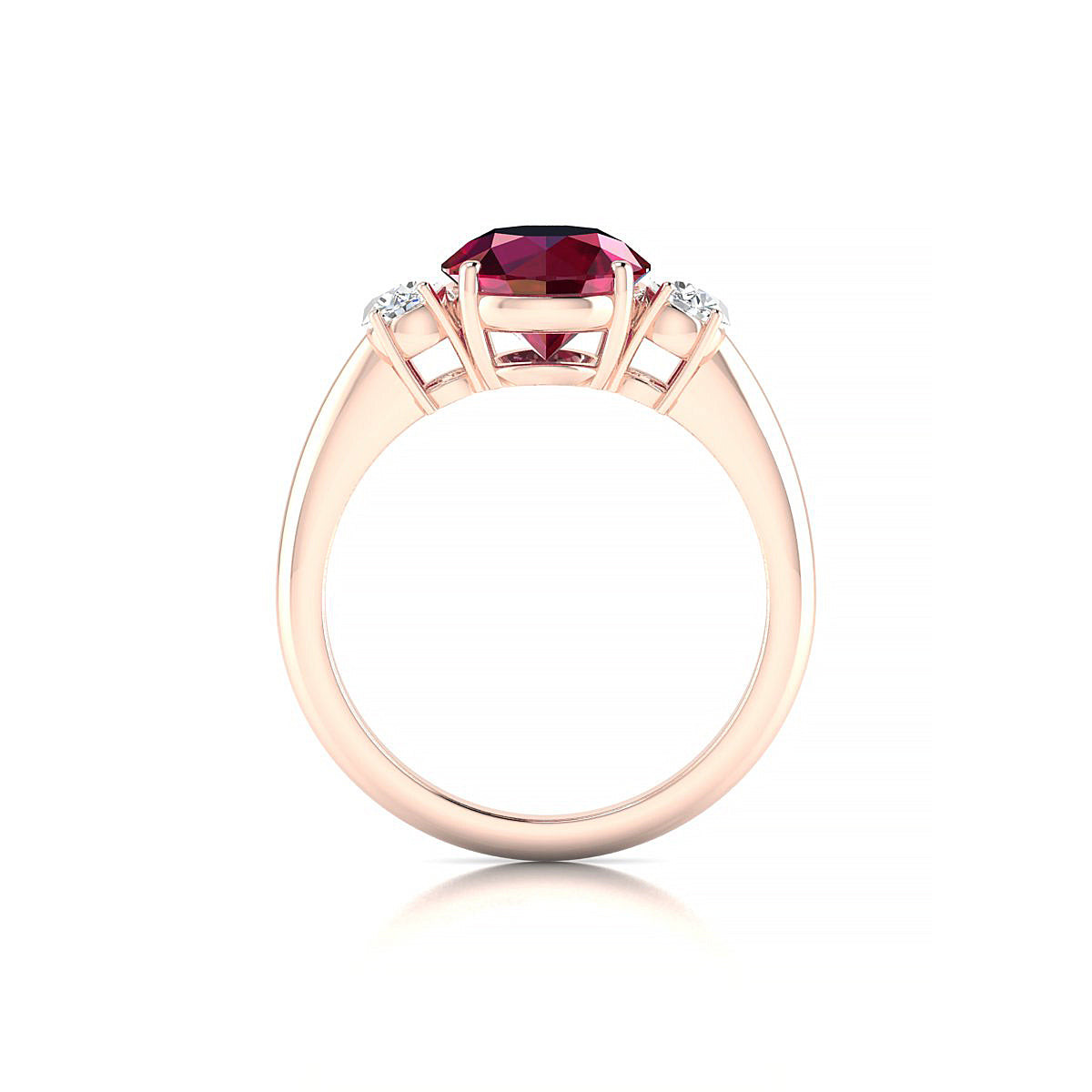 Trio | 18k Rose Gold 8 mm Round Ruby Ring