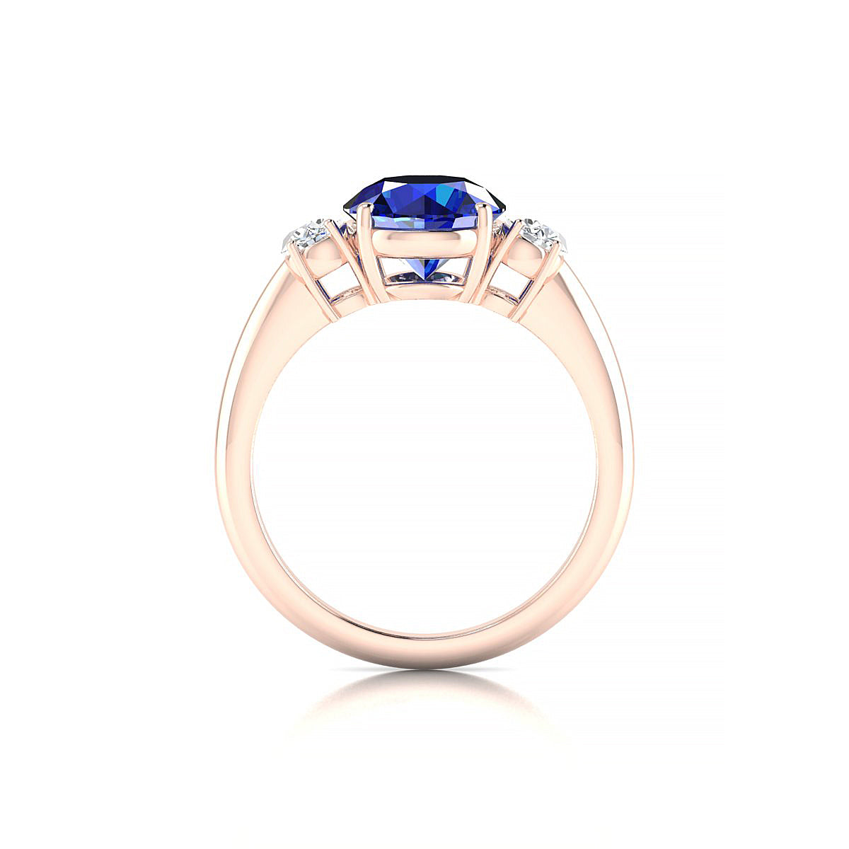 Trio | 18k Rose Gold 8 mm Round Sapphire Ring