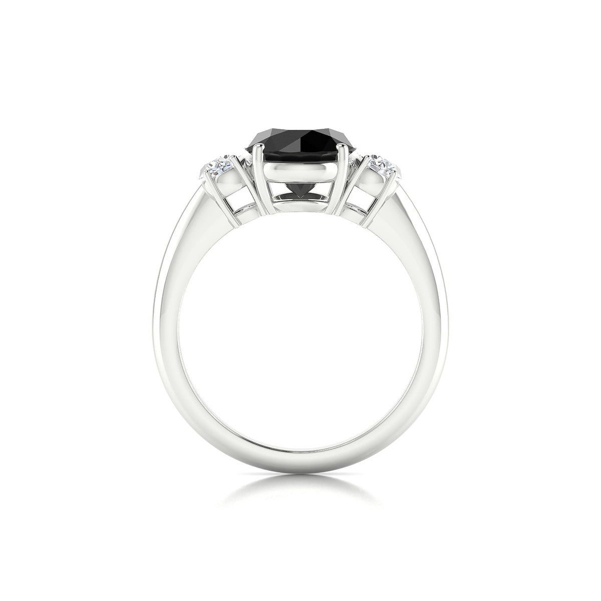 Trio | 18k White Gold 8 mm Round Black Diamond Ring