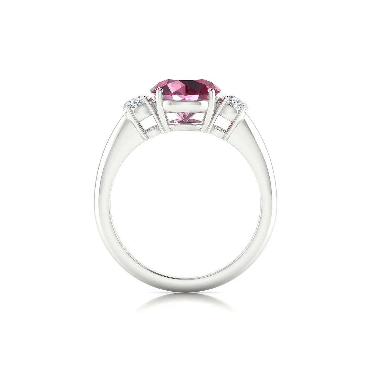 Trio | 18k White Gold 8 mm Round Rhodolite Ring
