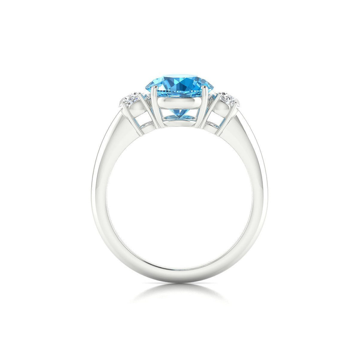 Trio | 18k White Gold 8 mm Round Topaz Ring