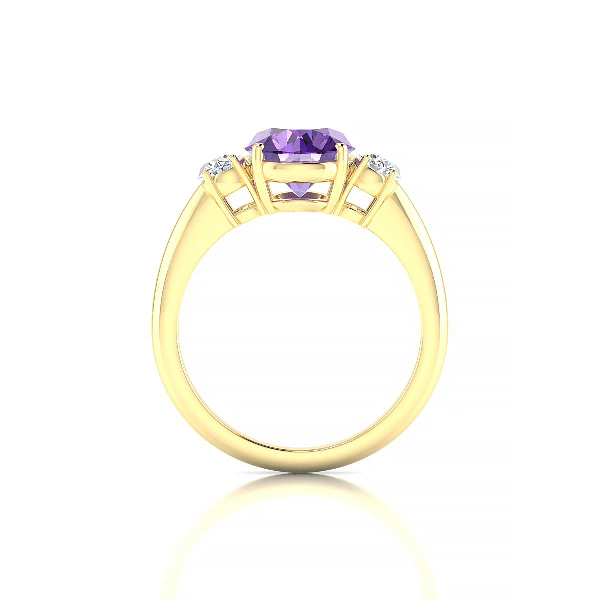 Trio | 18k Yellow Gold 8 mm Round Amethyst Ring