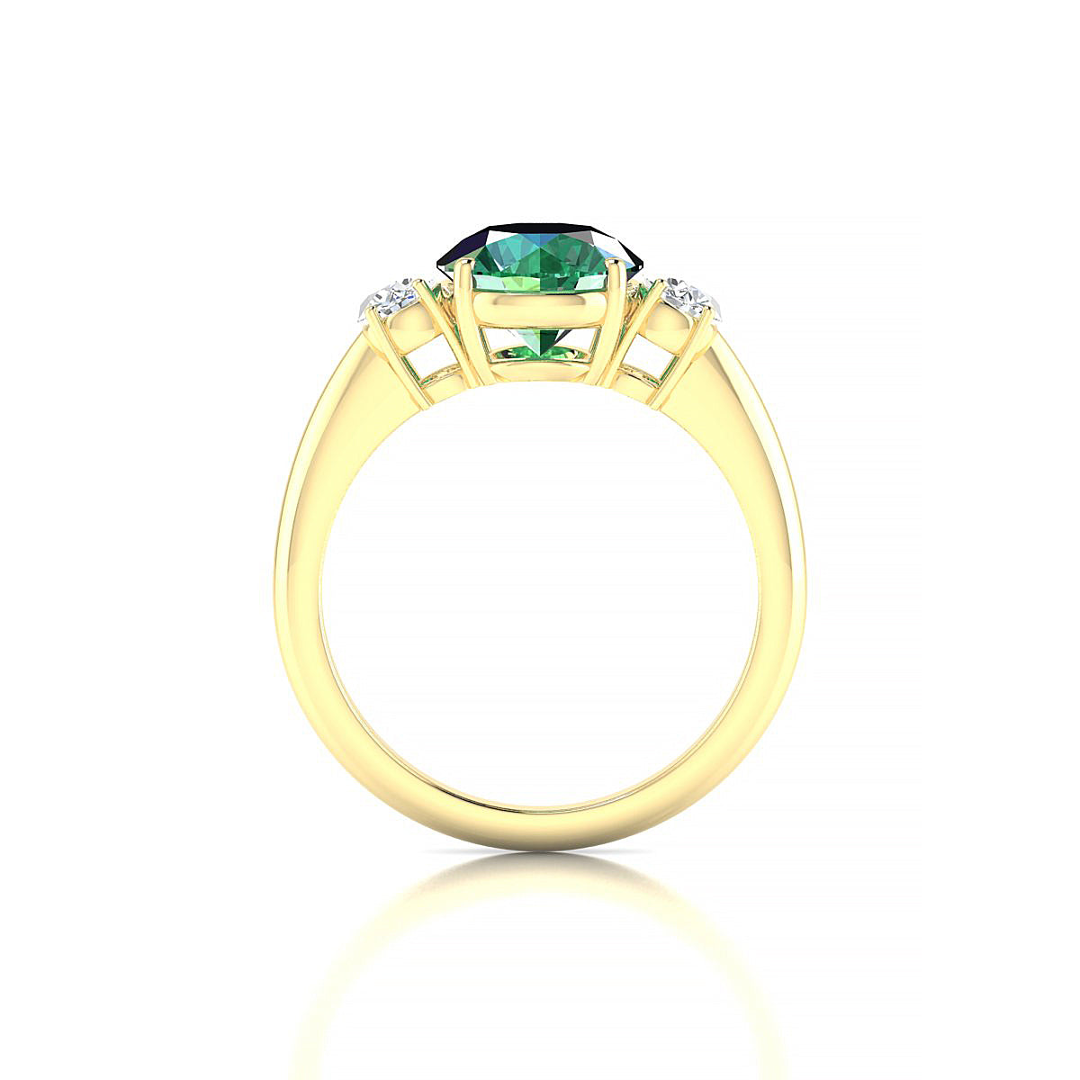 Trio | 18k Yellow Gold 8 mm Round Emerald Ring