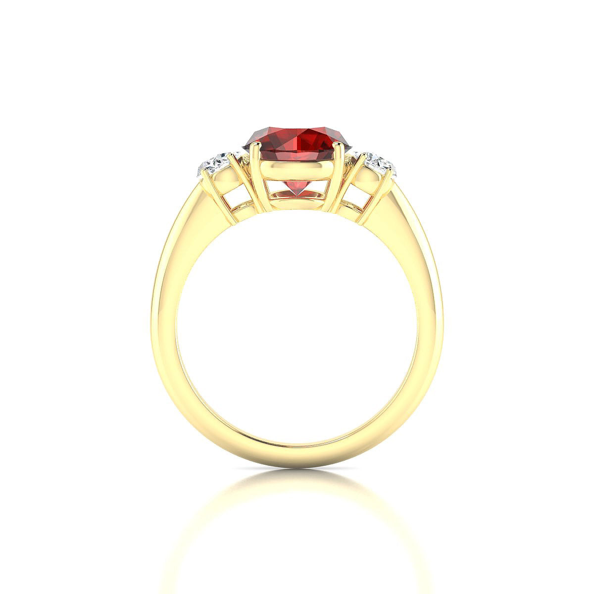 Trio | 18k Yellow Gold 8 mm Round Garnet Ring