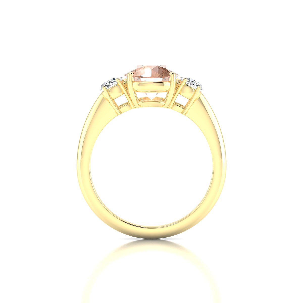 Trio | 18k Yellow Gold 8 mm Round Morganite Ring