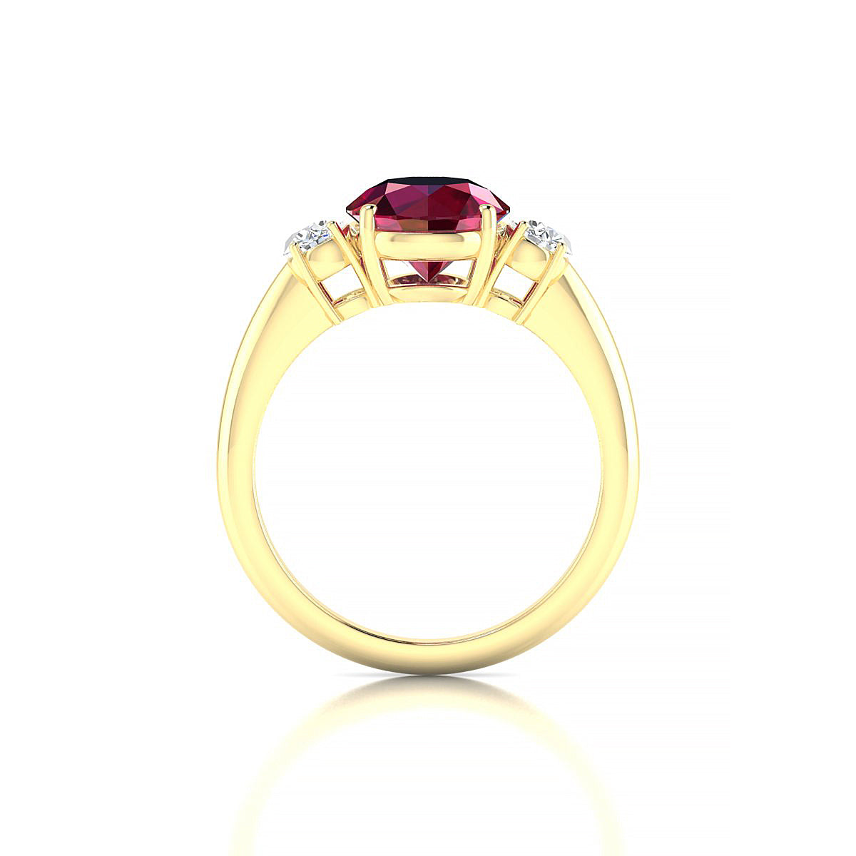 Trio | 18k Yellow Gold 8 mm Round Ruby Ring