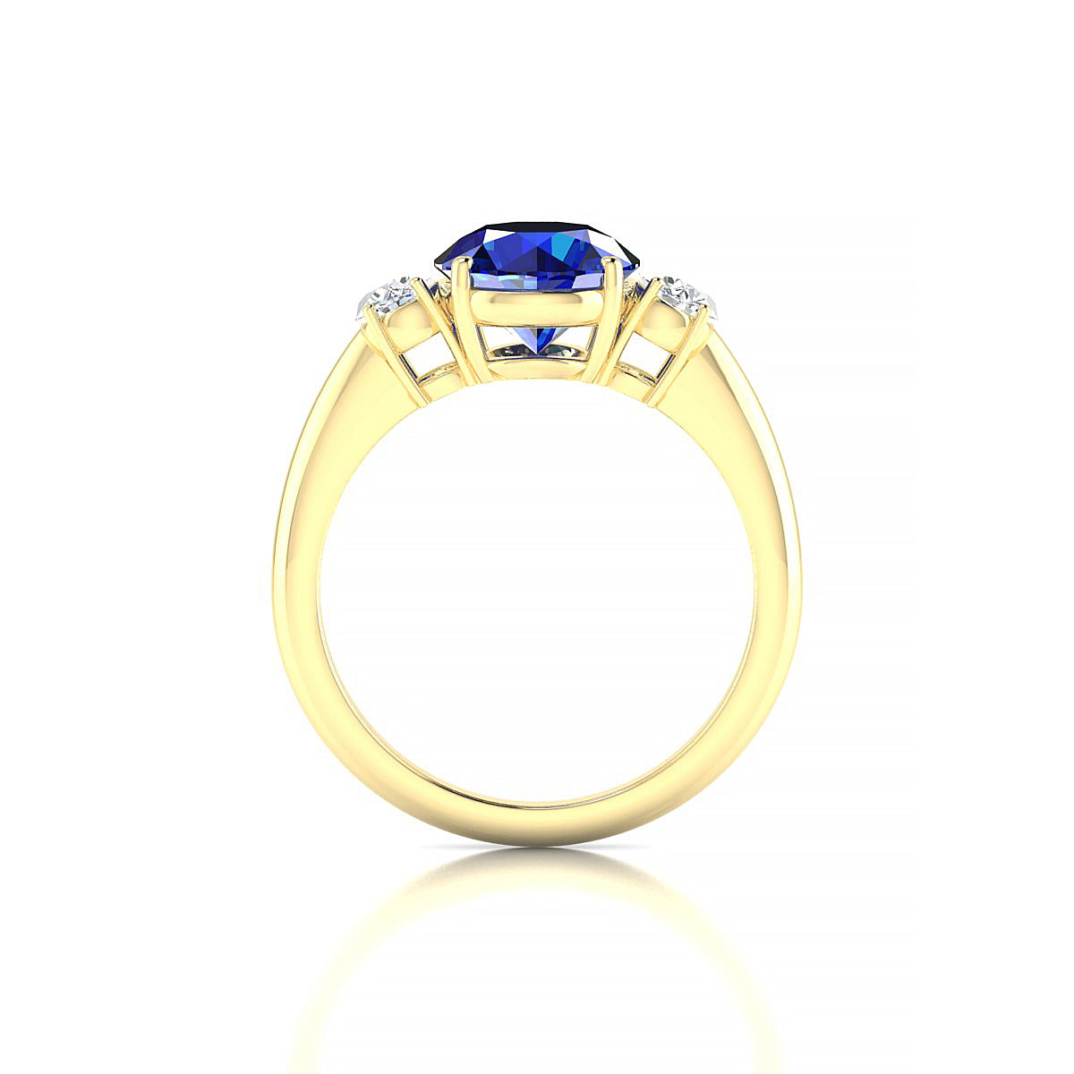 Trio | 18k Yellow Gold 8 mm Round Sapphire Ring