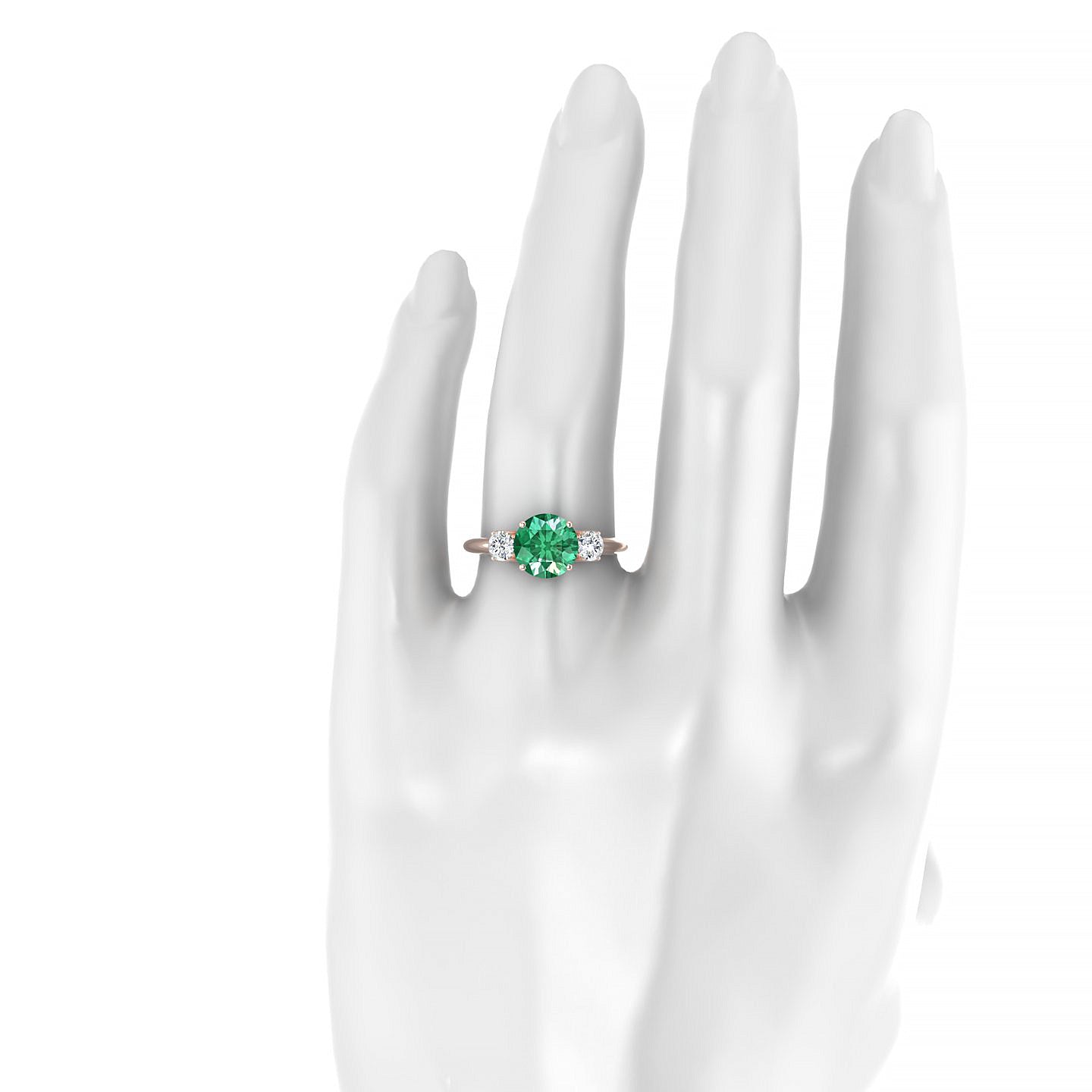 Trio | 18k Rose Gold 8 mm Round Emerald Ring