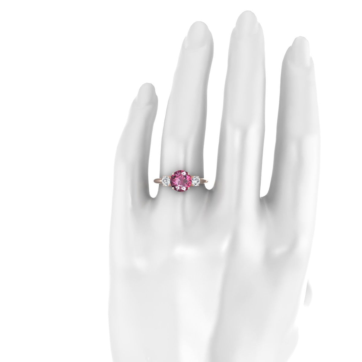 Trio | 18k Rose Gold 8 mm Round Rhodolite Ring