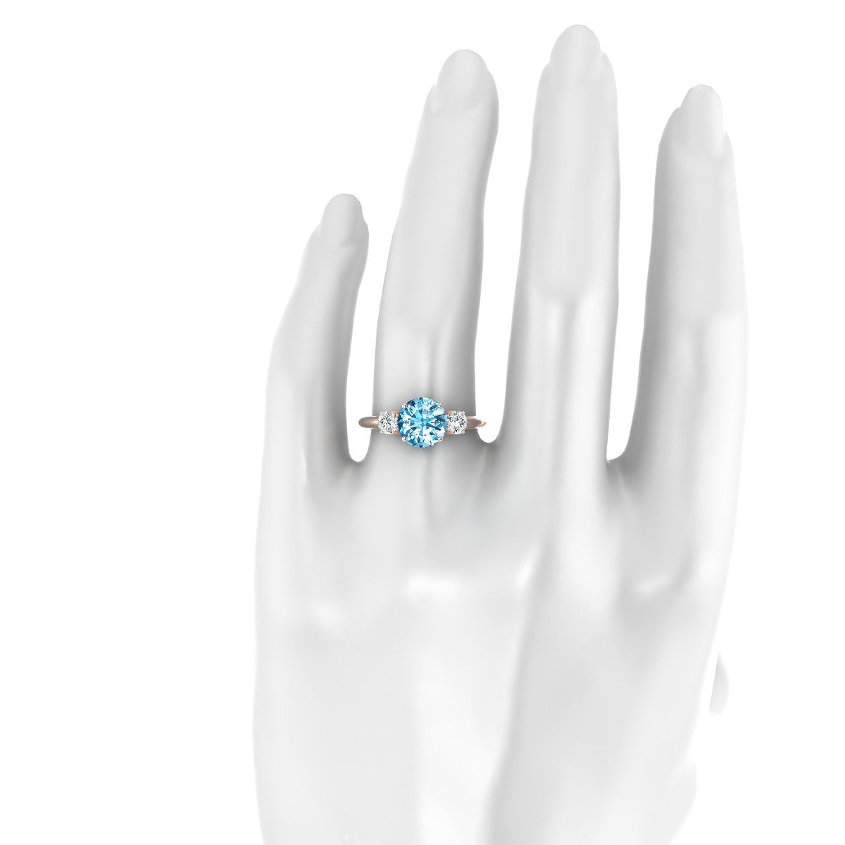 Trio | 18k Rose Gold 8 mm Round Topaz Ring