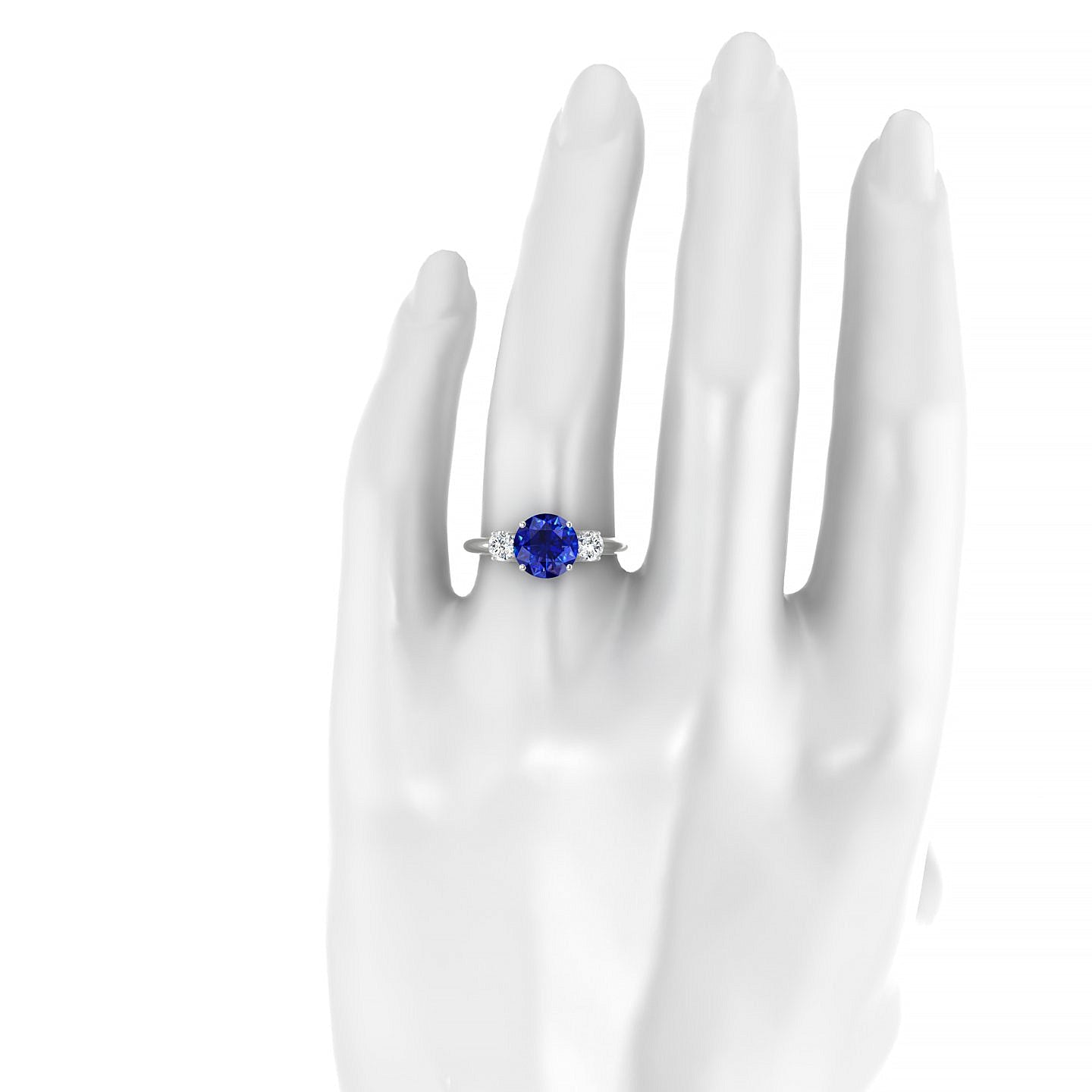 Trio | 18k White Gold 8 mm Round Sapphire Ring
