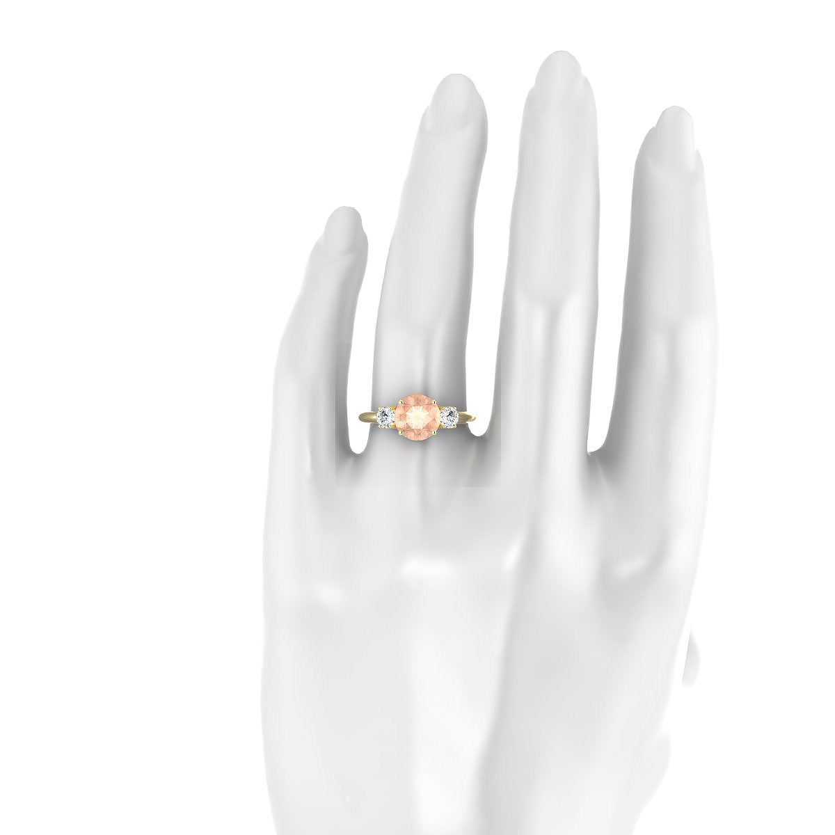 Trio | 18k Yellow Gold 8 mm Round Morganite Ring