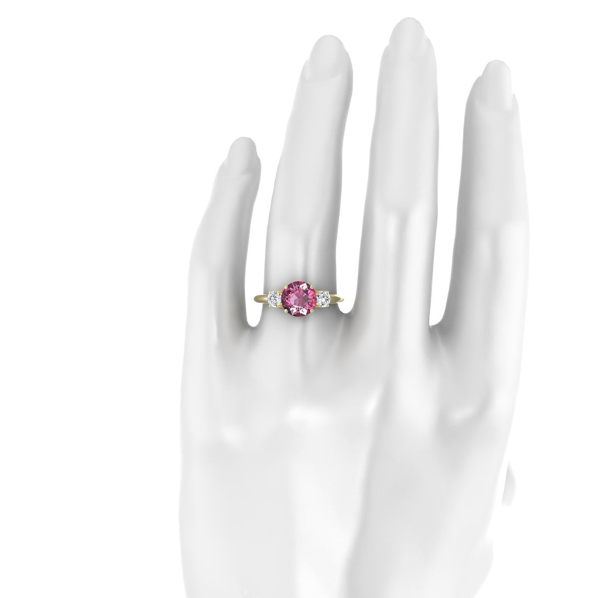 Trio | 18k Yellow Gold 8 mm Round Rhodolite Ring