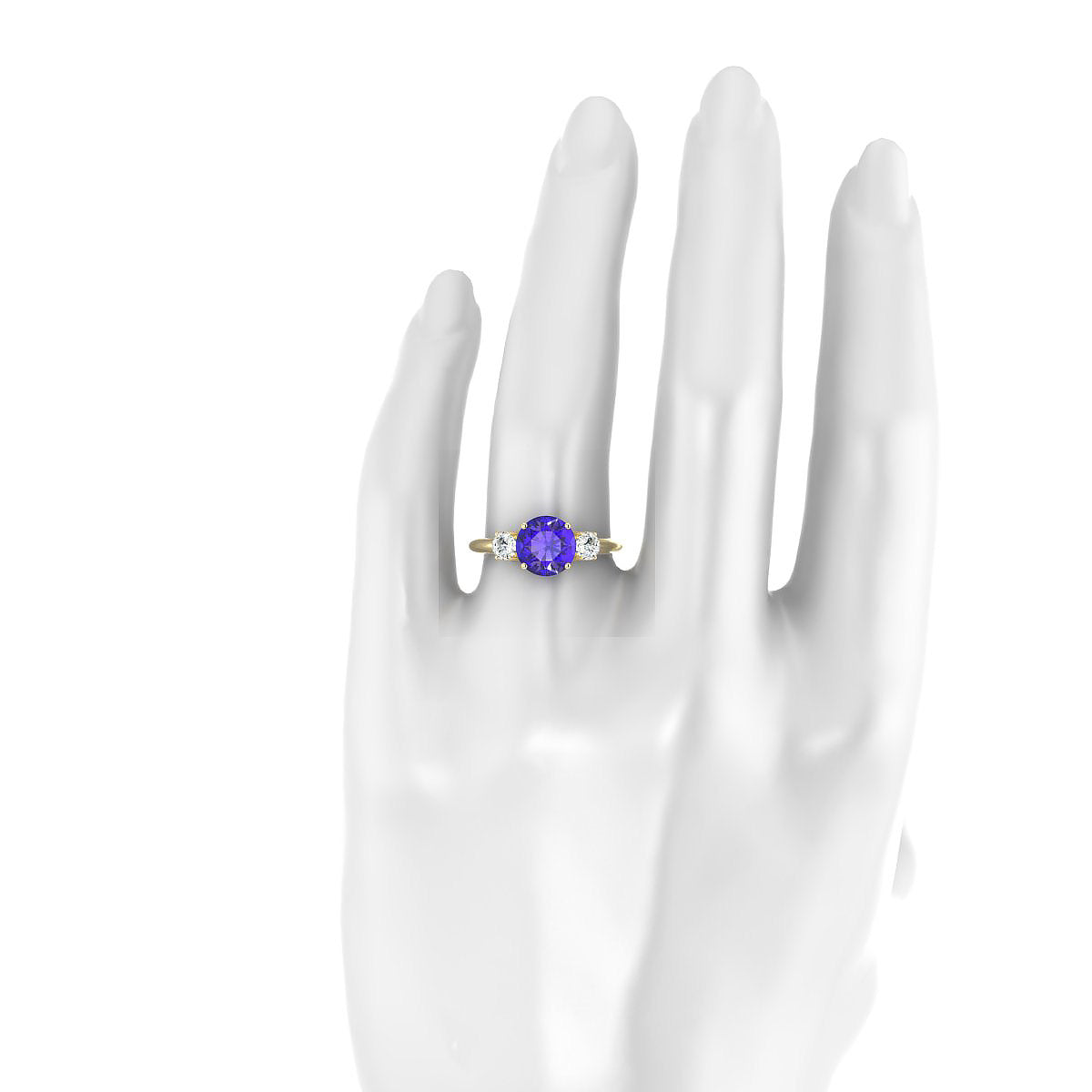 Trio | 18k Yellow Gold 8 mm Round Tanzanite Ring