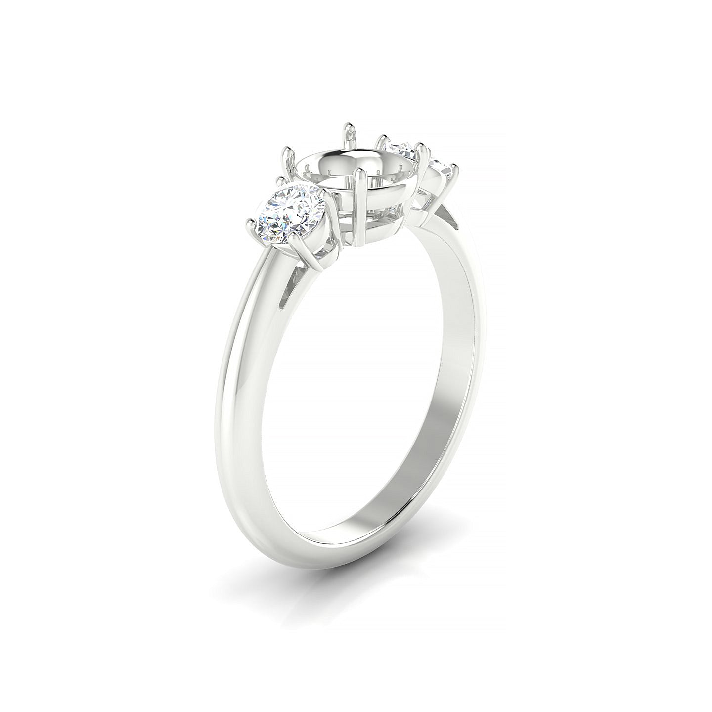 Trio Round 2-2.99 ct | 18k White Gold Trilogy Ring