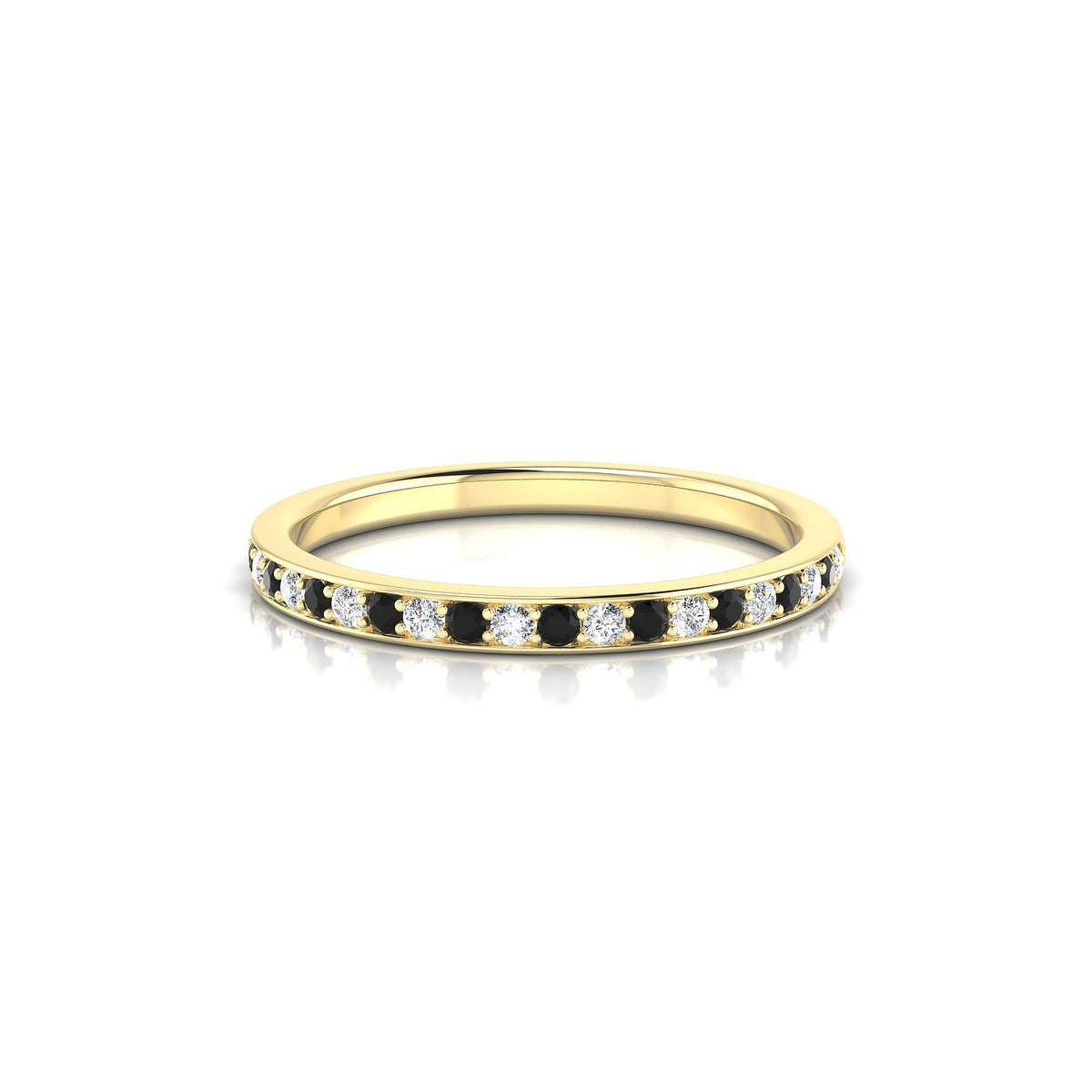Union | 18k Yellow Gold 1.3 mm Round Black Diamond Ring