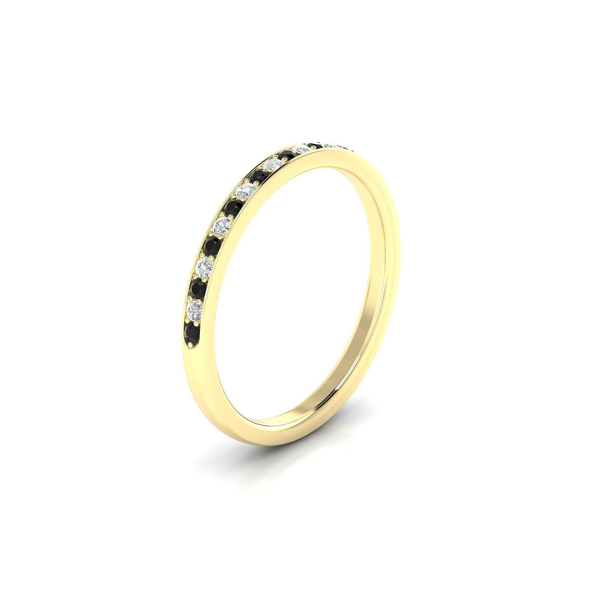 Union | 18k Yellow Gold 1.3 mm Round Black Diamond Ring