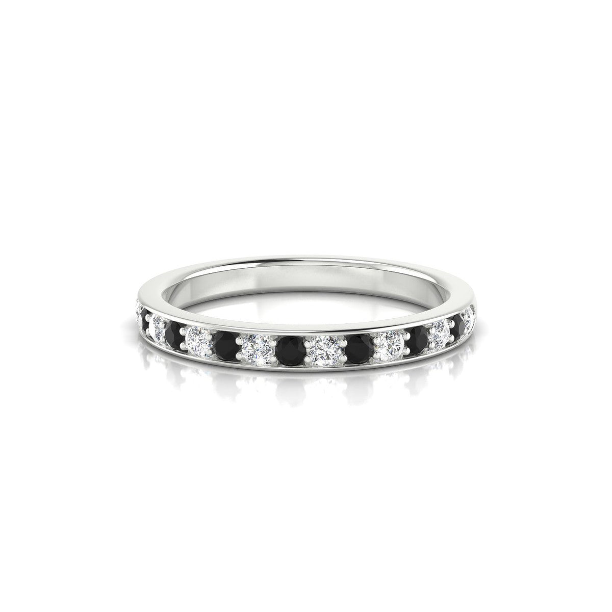Union | 18k White Gold 1.7 mm Round Black Diamond Ring