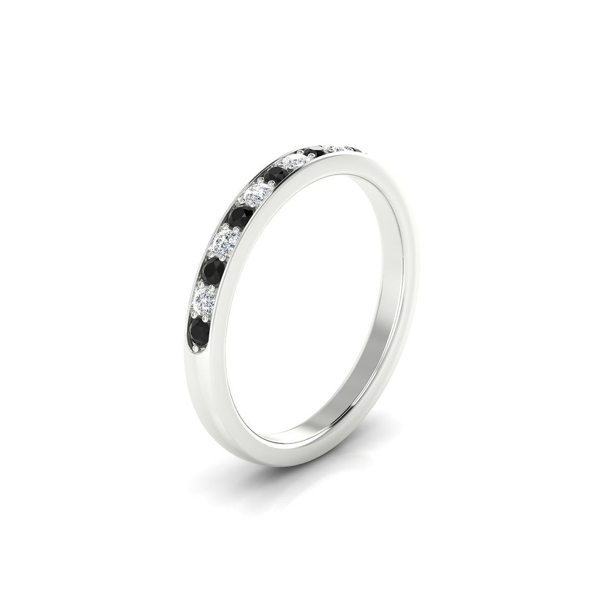 Union | 18k White Gold 1.7 mm Round Black Diamond Ring