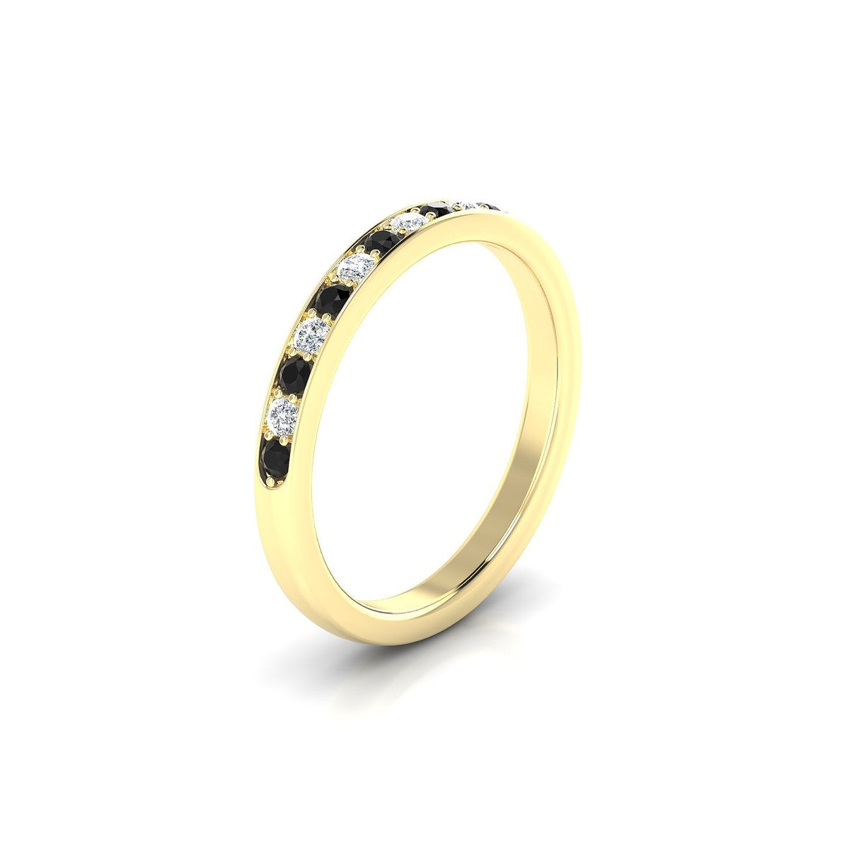 Union | 18k Yellow Gold 1.7 mm Round Black Diamond Ring