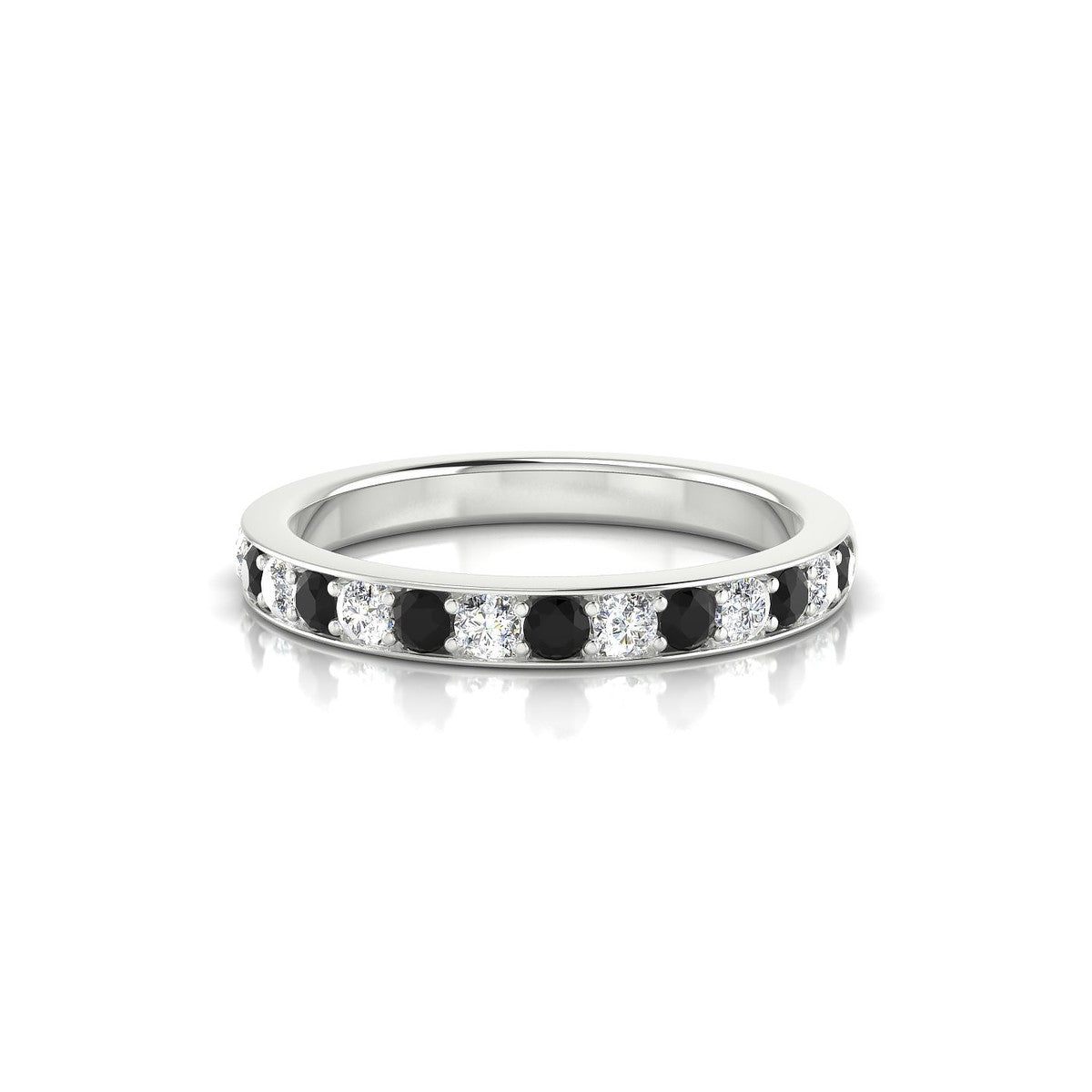 Union | 18k White Gold 2 mm Round Black Diamond Ring