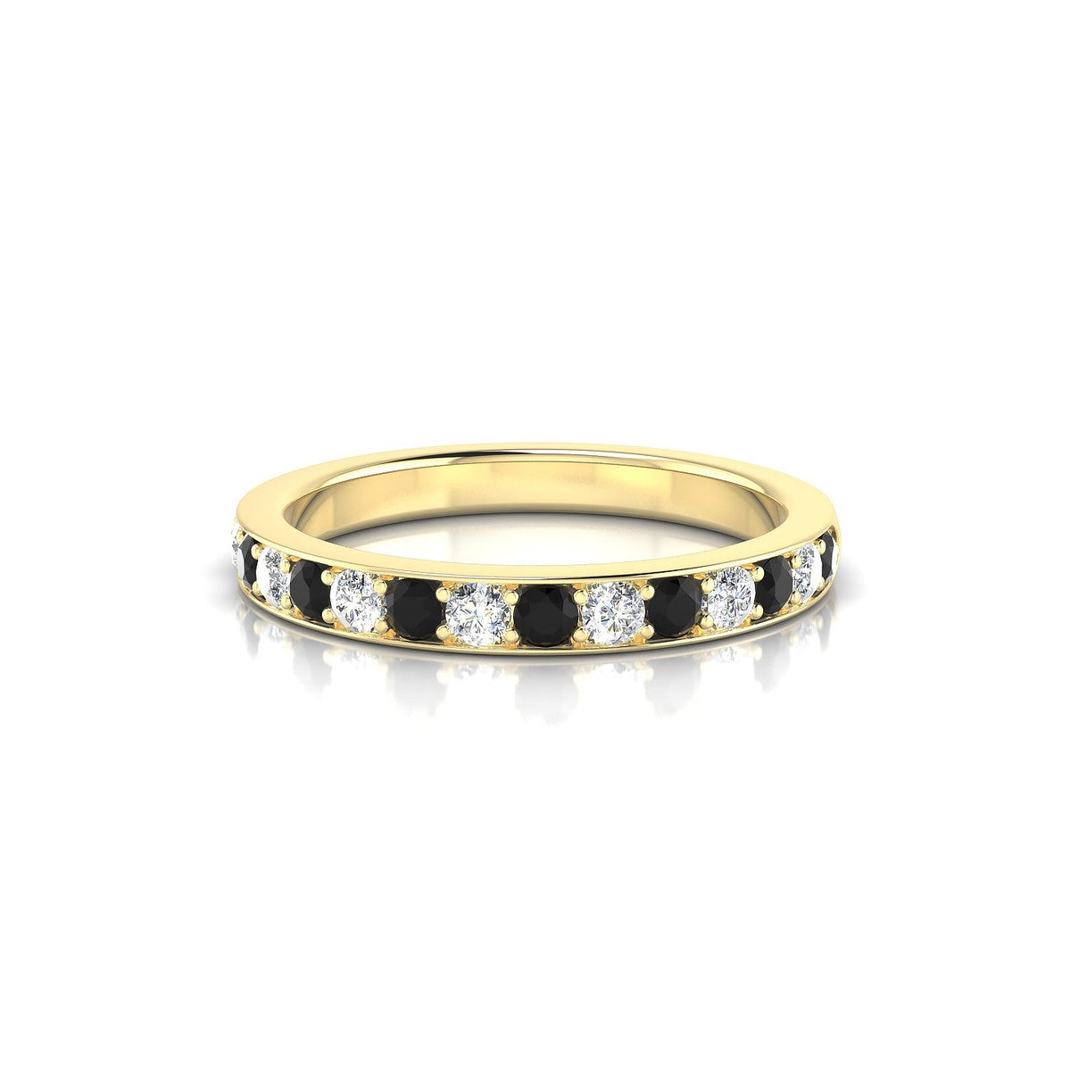 Union | 18k Yellow Gold 2 mm Round Black Diamond Ring