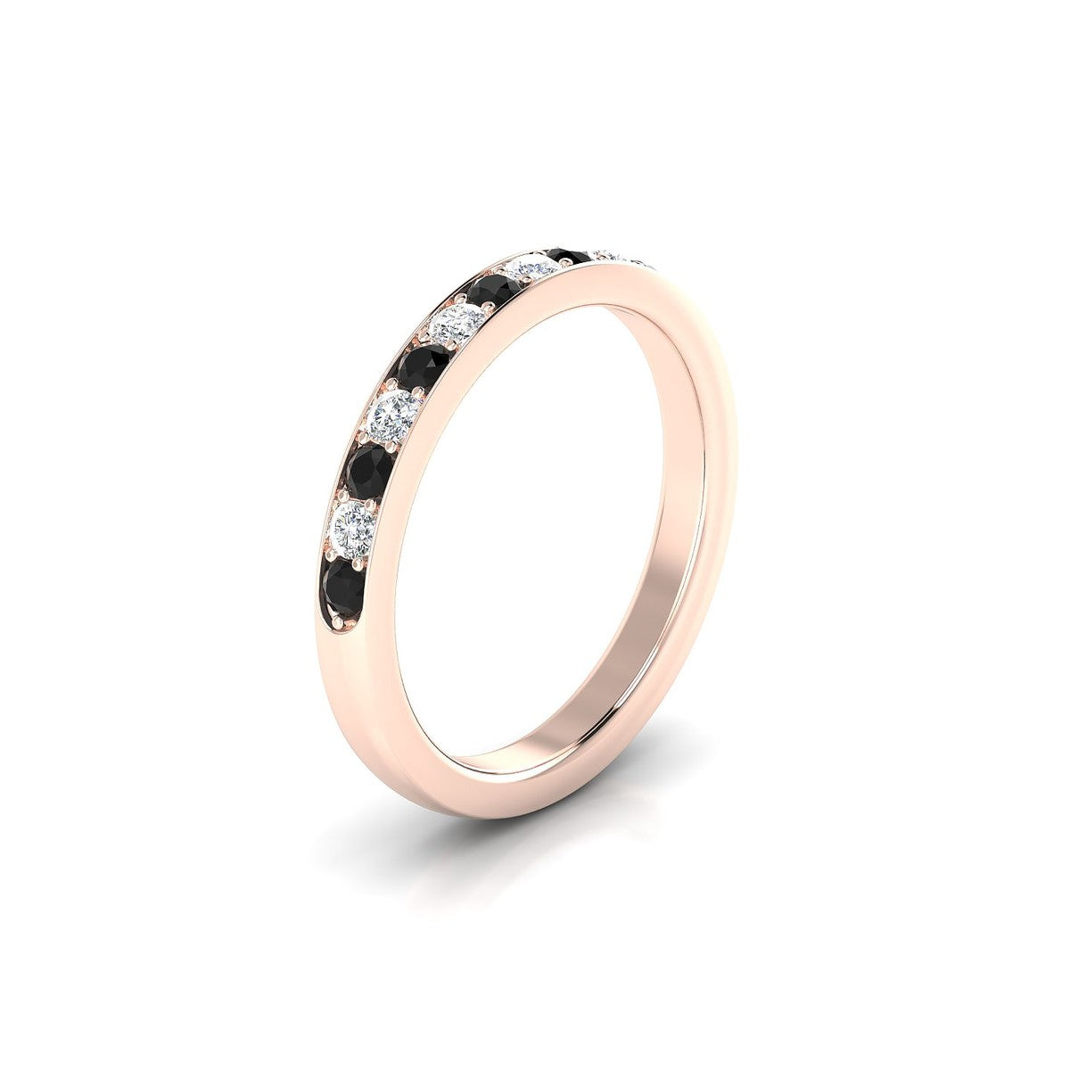 Union | 18k Rose Gold 2 mm Round Black Diamond Ring