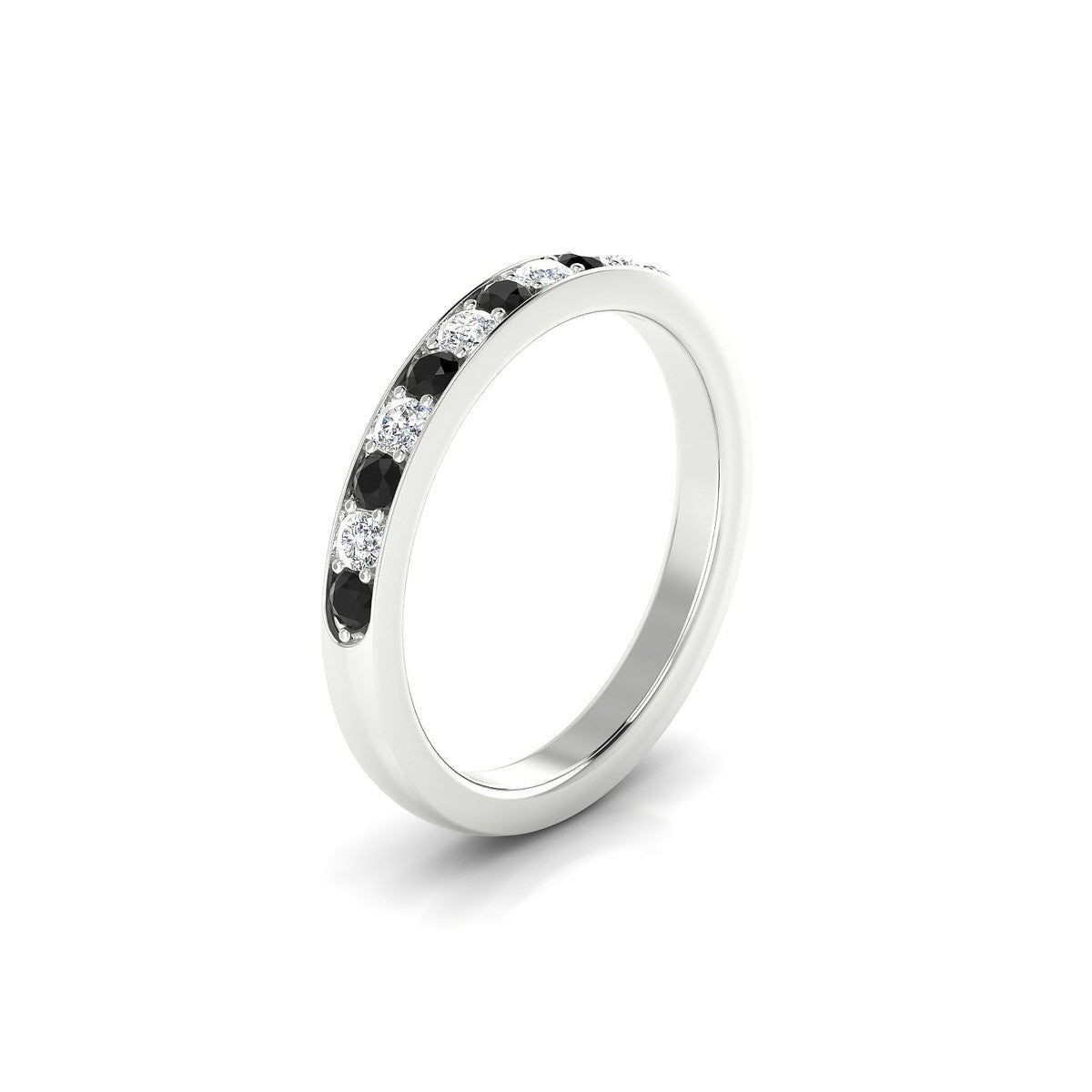 Union | 18k White Gold 2 mm Round Black Diamond Ring
