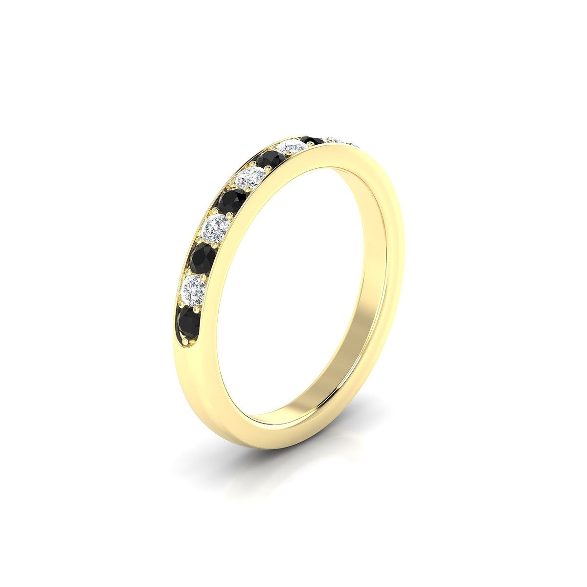 Union | 18k Yellow Gold 2 mm Round Black Diamond Ring