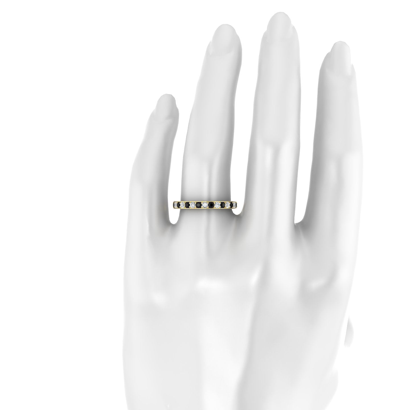 Union | 18k Yellow Gold 2 mm Round Black Diamond Ring