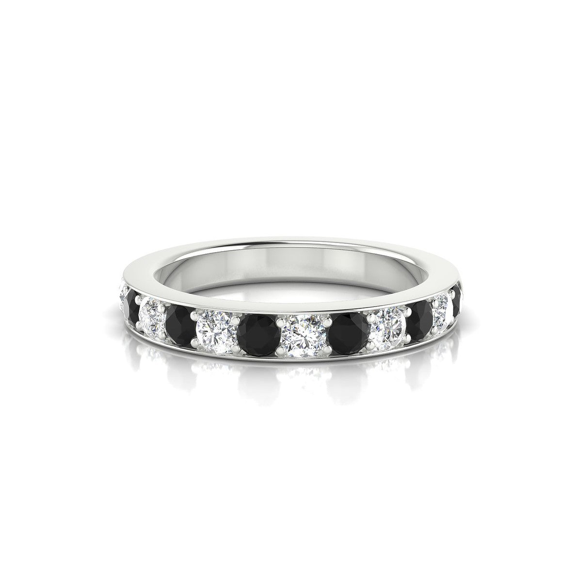 Union | 18k White Gold 2.5 mm Round Black Diamond Ring