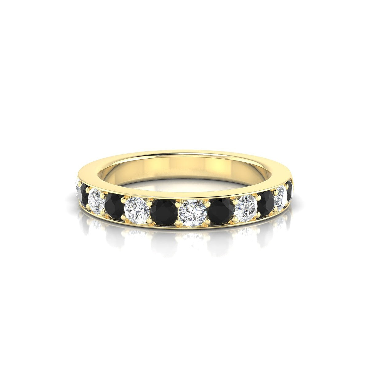Union | 18k Yellow Gold 2.5 mm Round Black Diamond Ring