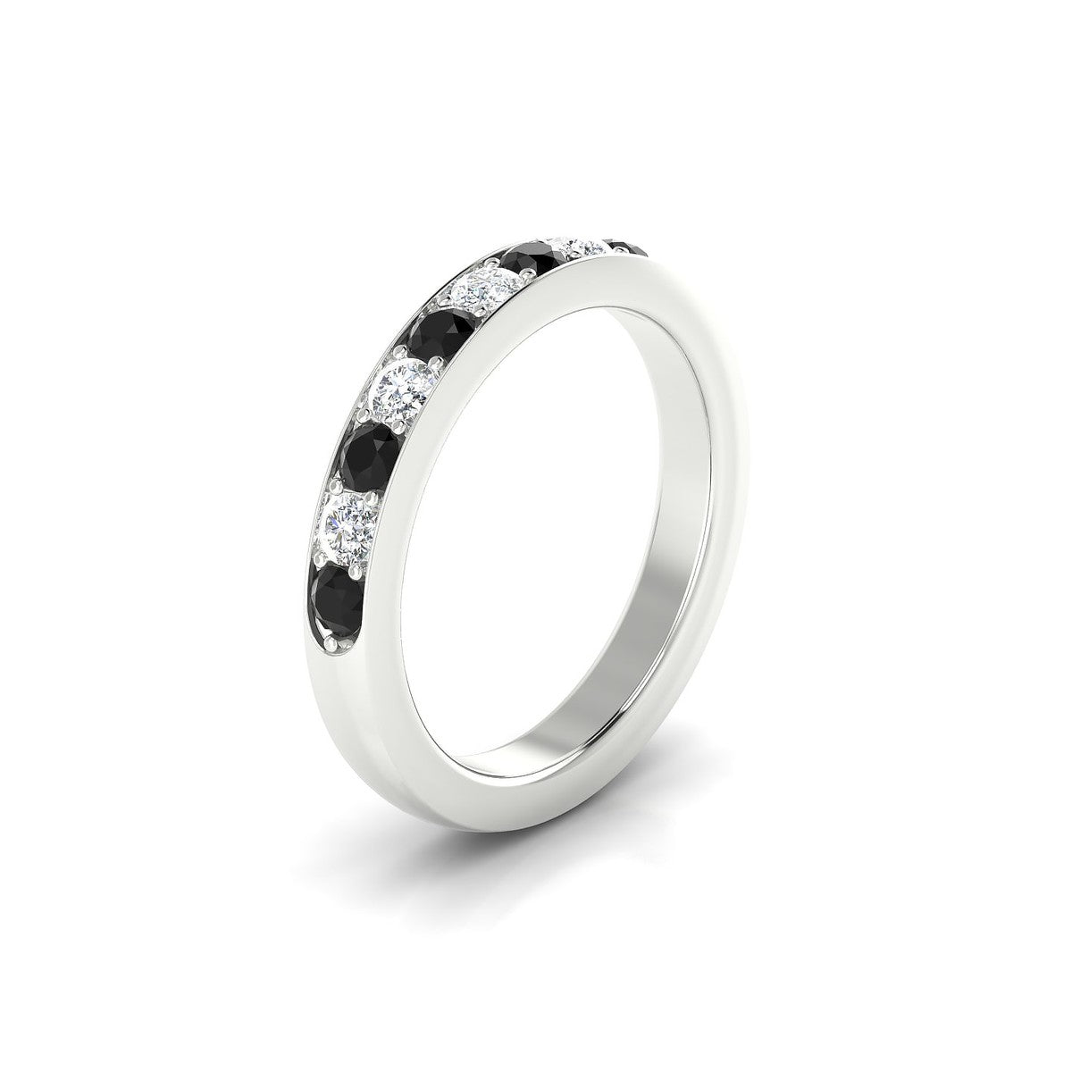 Union | 18k White Gold 2.5 mm Round Black Diamond Ring
