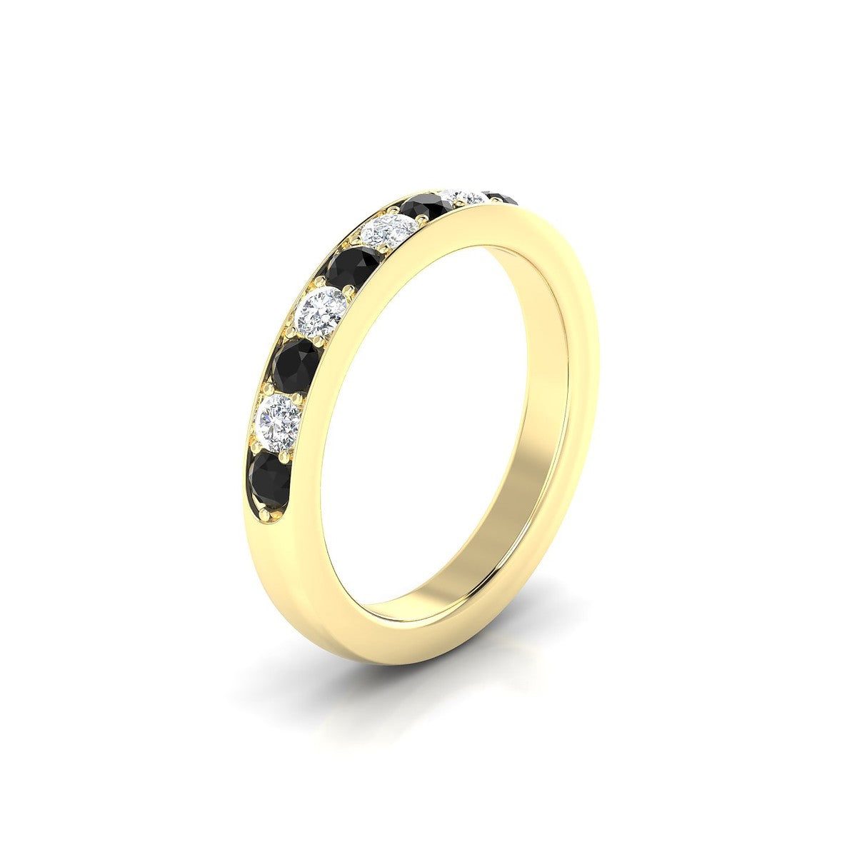 Union | 18k Yellow Gold 2.5 mm Round Black Diamond Ring