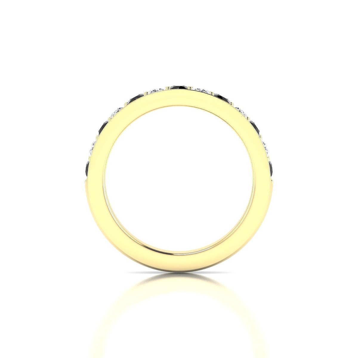 Union | 18k Yellow Gold 2.5 mm Round Black Diamond Ring