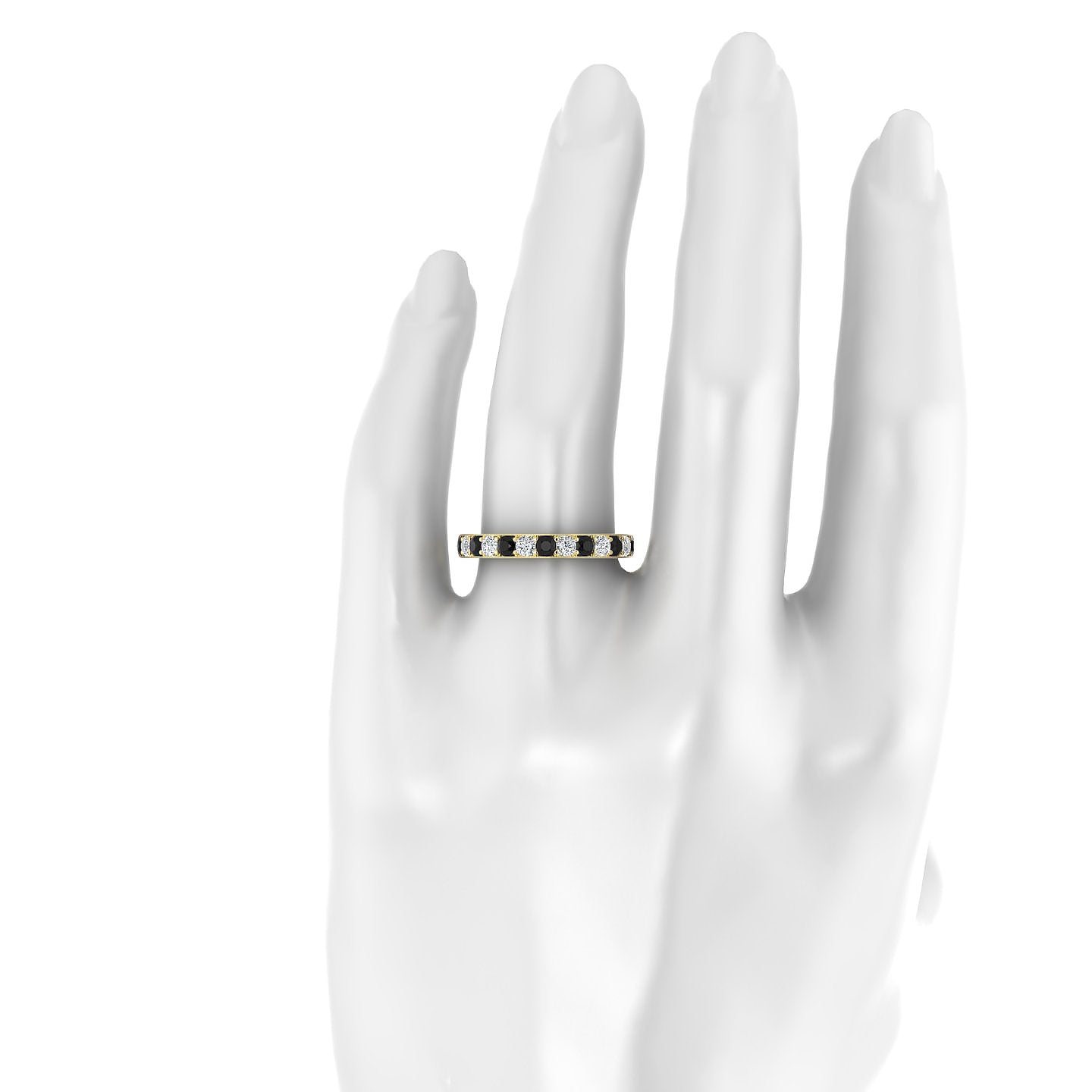 Union | 18k Yellow Gold 2.5 mm Round Black Diamond Ring