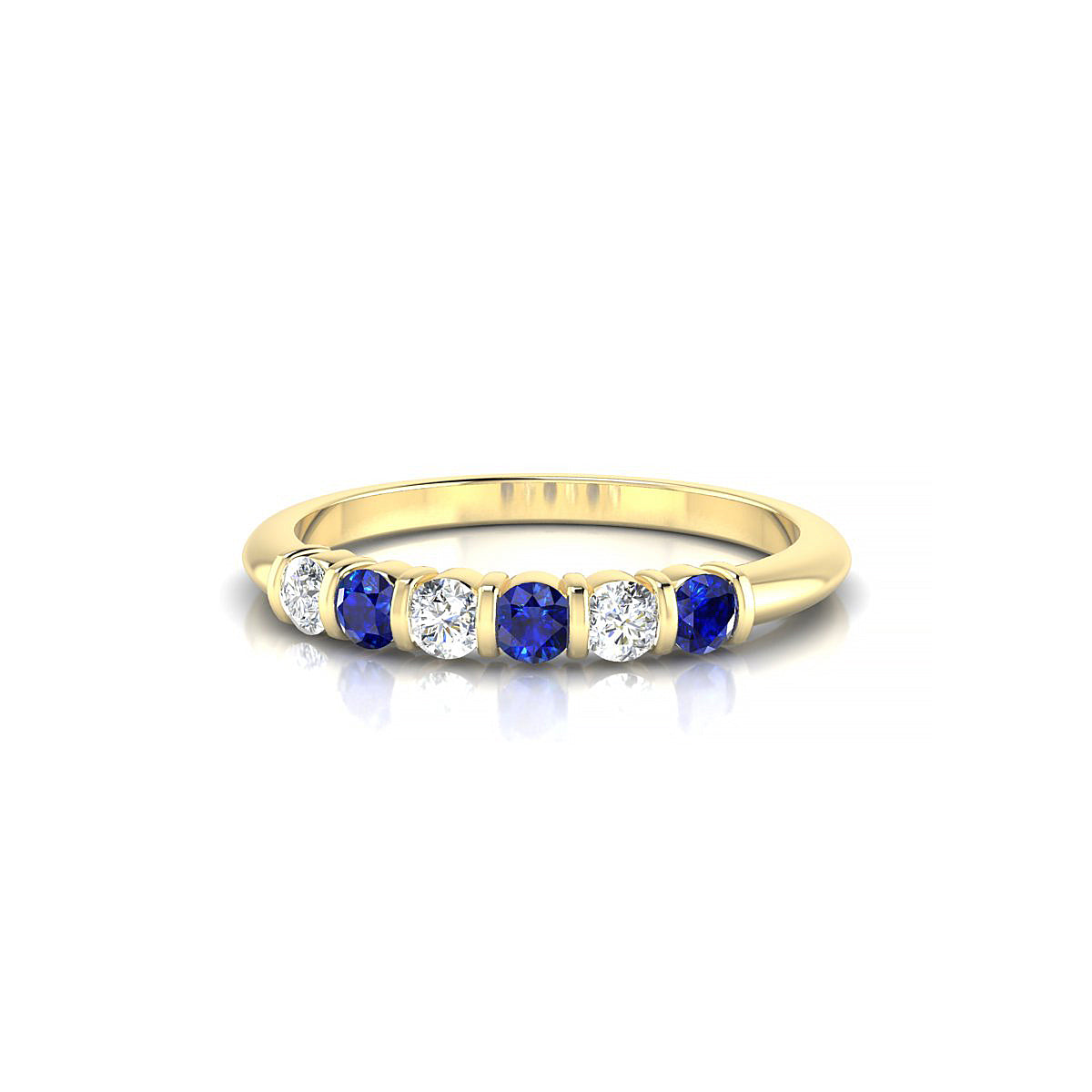 Unique | 18k Yellow Gold 2.5 mm Round Sapphire Ring
