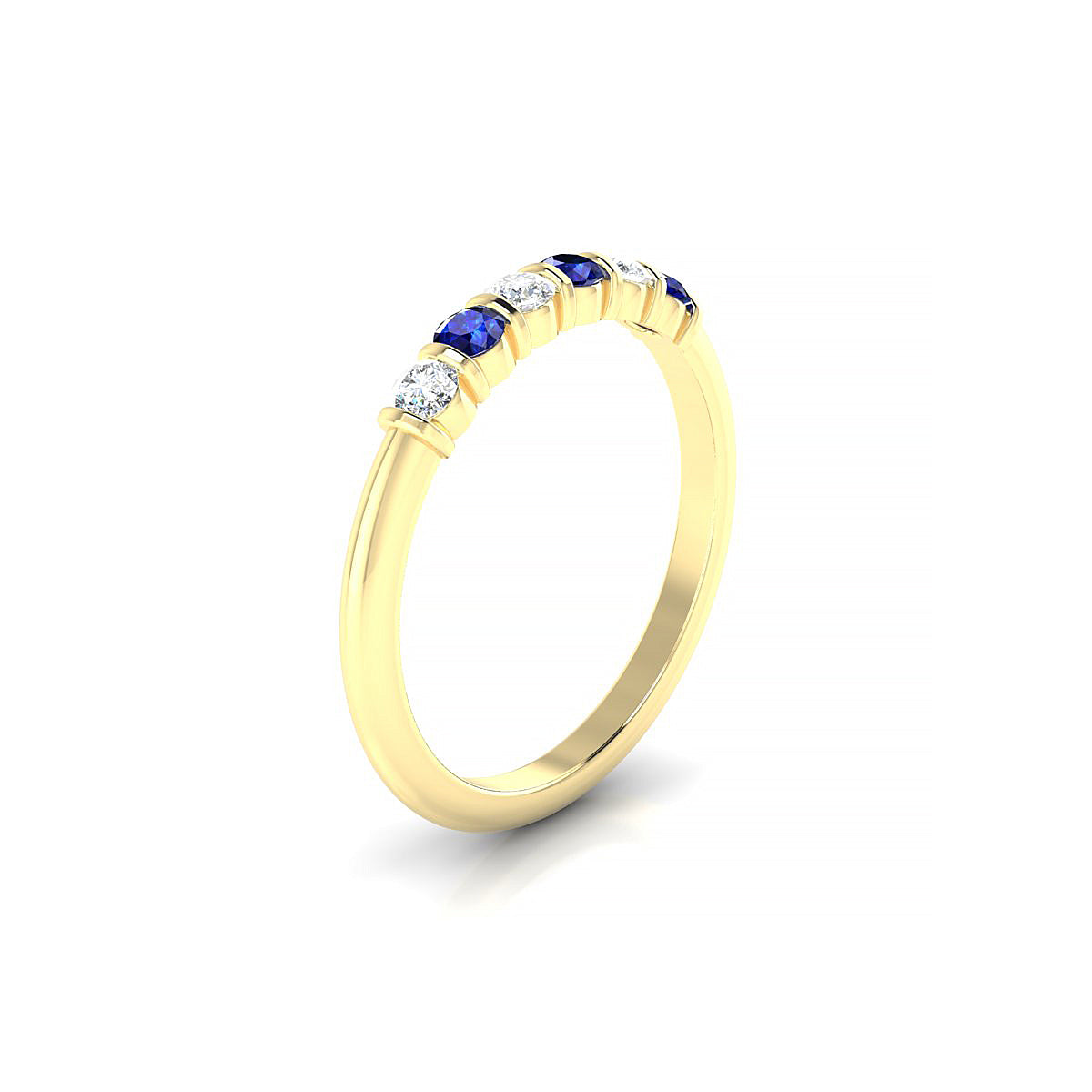 Unique | 18k Yellow Gold 2.5 mm Round Sapphire Ring