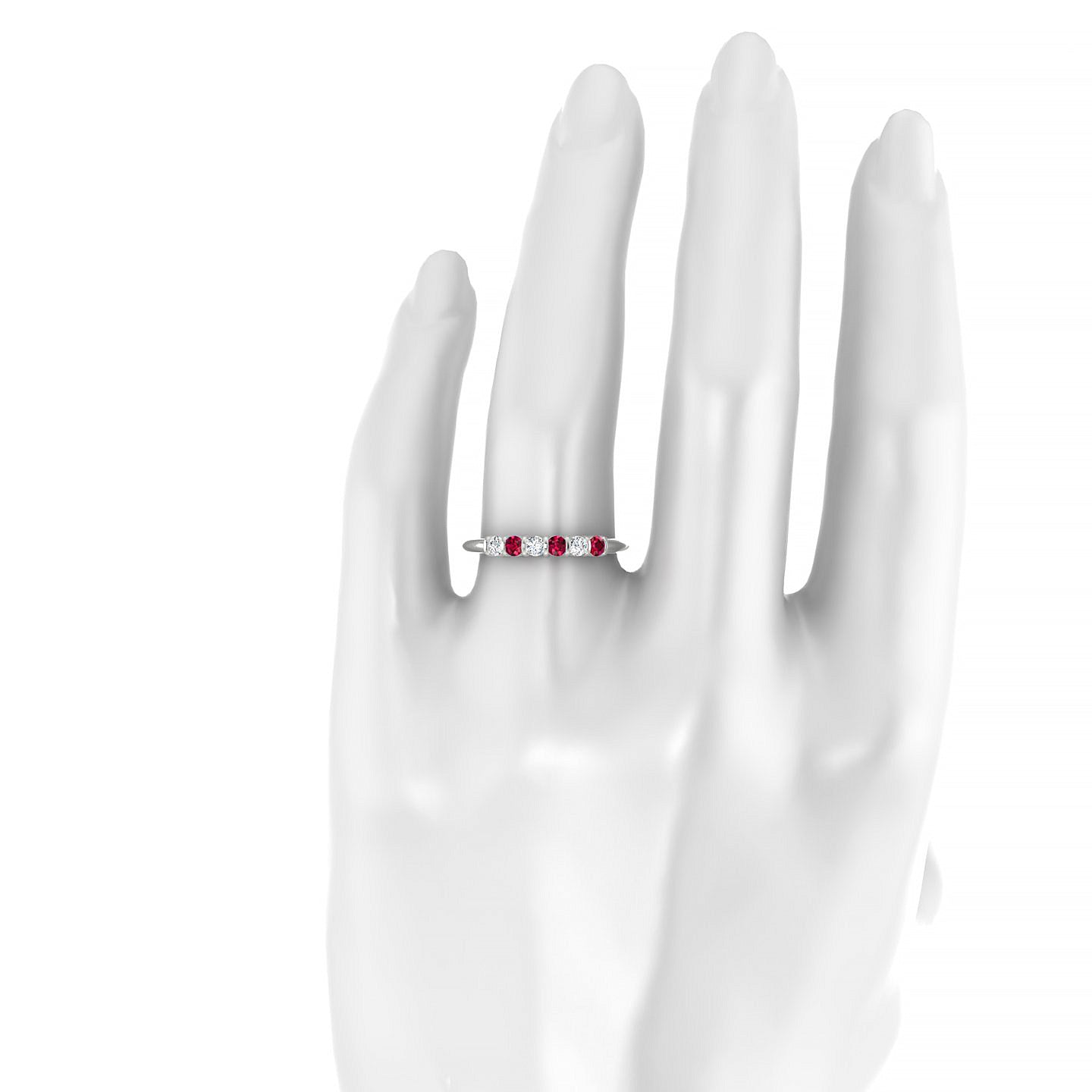 Unique | 18k White Gold 2.5 mm Round Ruby Ring