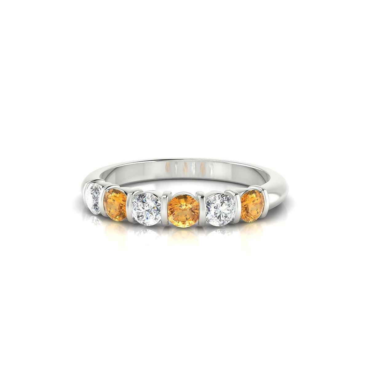 Unique | 18k White Gold 3 mm Round Citrine Ring
