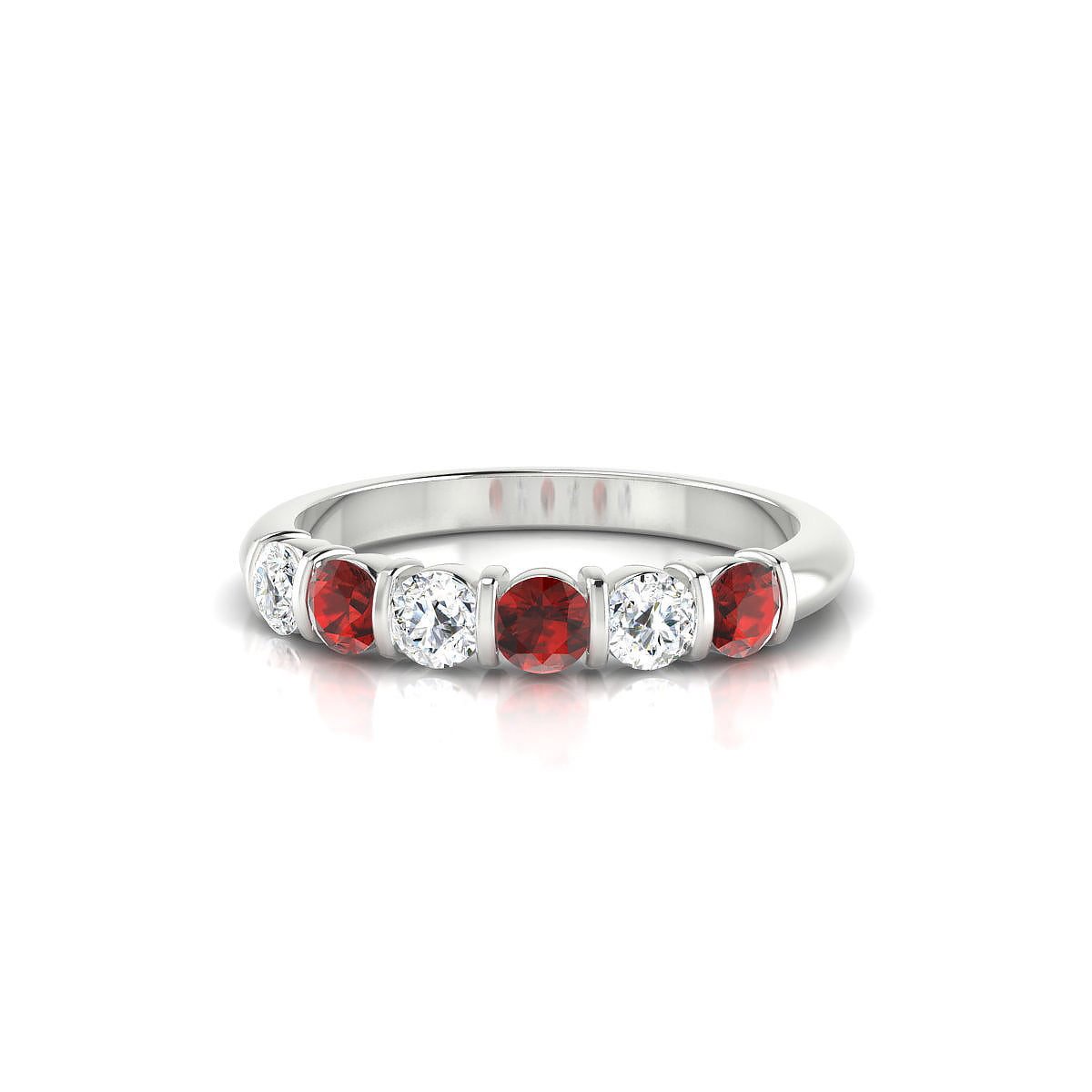 Unique | 18k White Gold 3 mm Round Garnet Ring