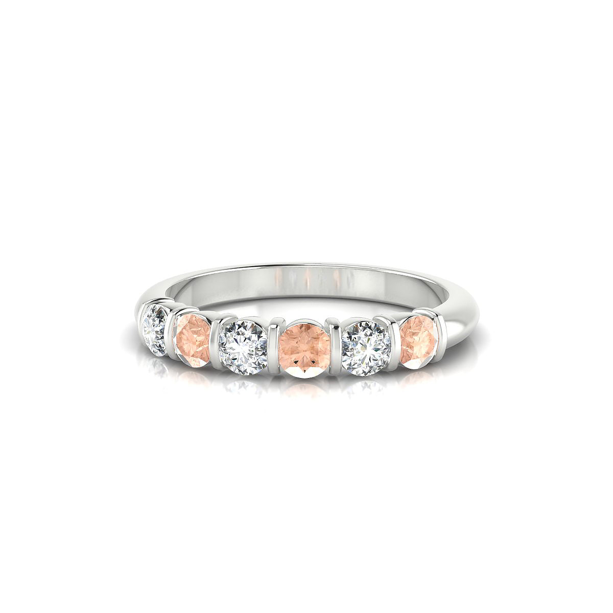 Unique | 18k White Gold 3 mm Round Morganite Ring