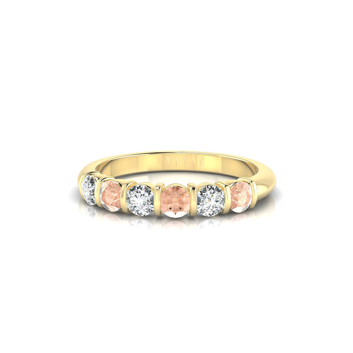 Unique | 18k Yellow Gold 3 mm Round Morganite Ring