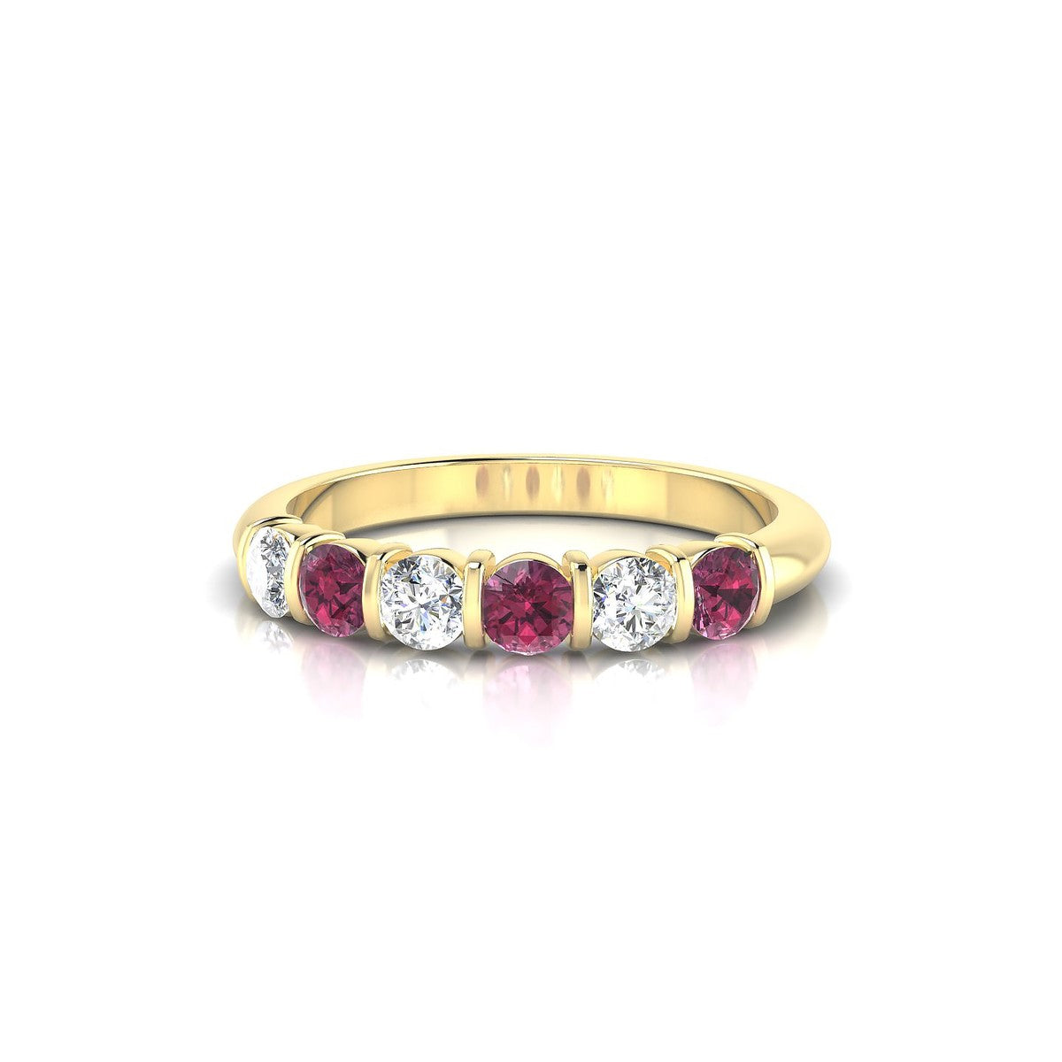 Unique | 18k Yellow Gold 3 mm Round Rhodolite Ring